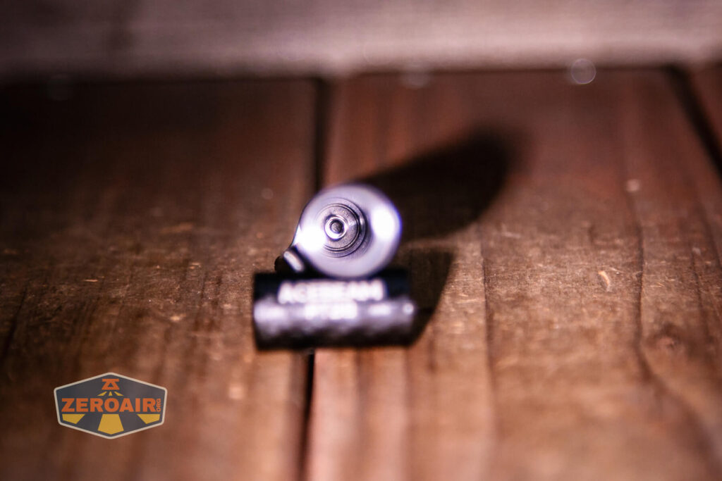 Acebeam PT20 portable EDC penlight showing spring in tail end