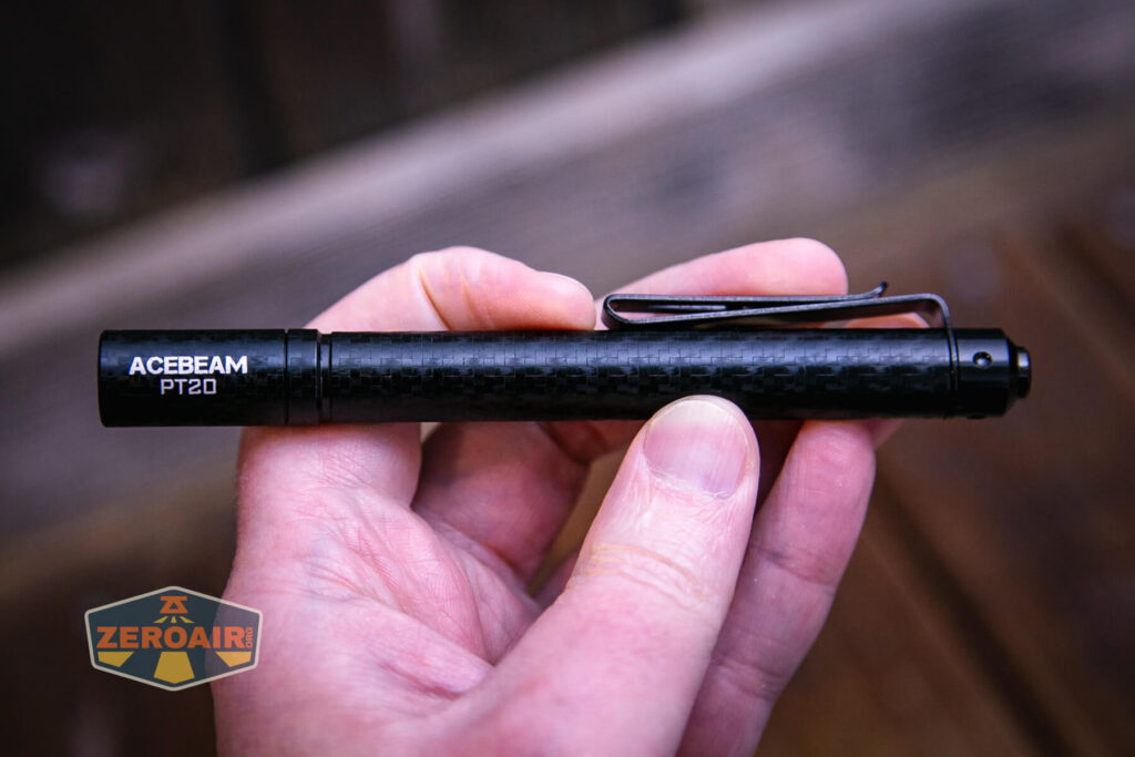 Acebeam PT20 portable EDC penlight in hand