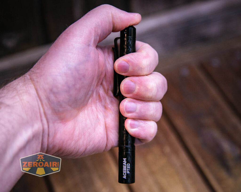 Acebeam PT20 portable EDC penlight in hand
