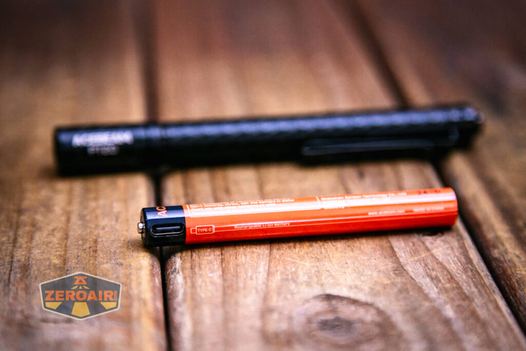 Acebeam PT20 portable EDC penlight 10880 charging port