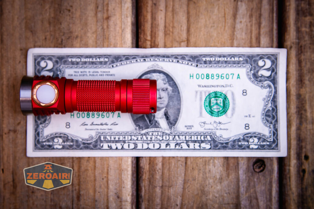 Emisar D3AA 5700K flashlight on a two dollar bill