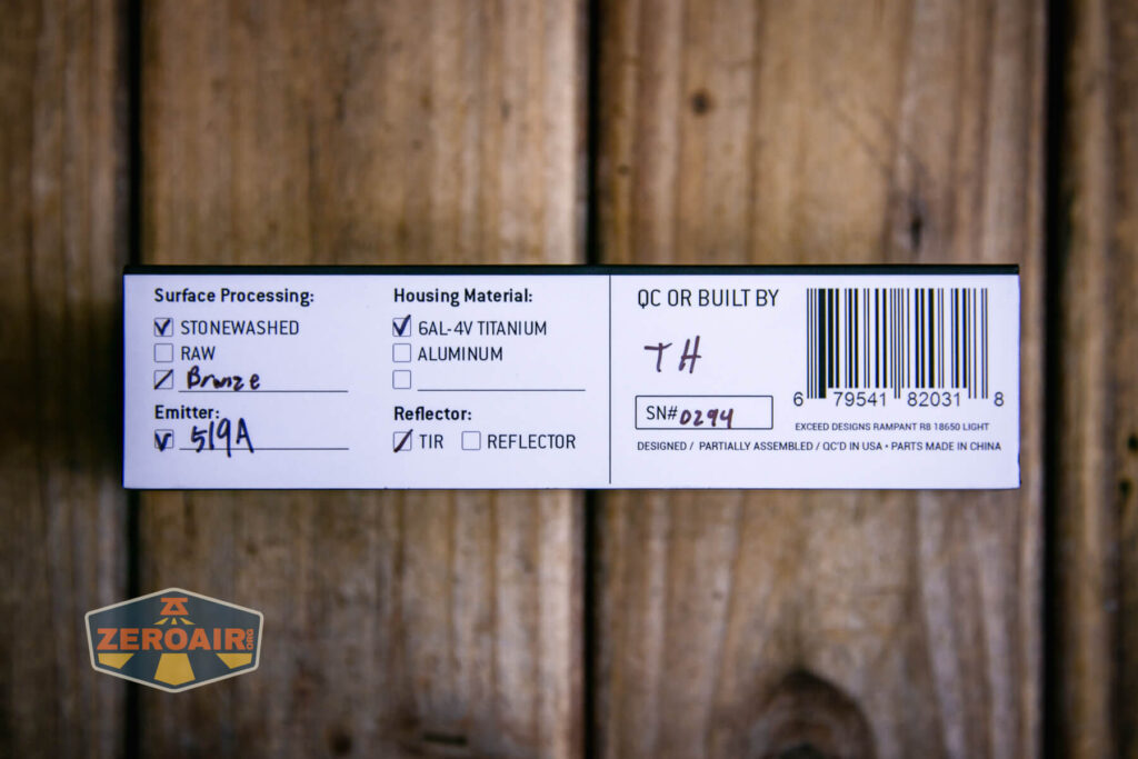 Exceed Designs Rampant R8 flashlight box