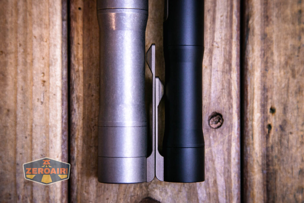 Exceed Designs Rampant R8 flashlight pocket clip both sizes