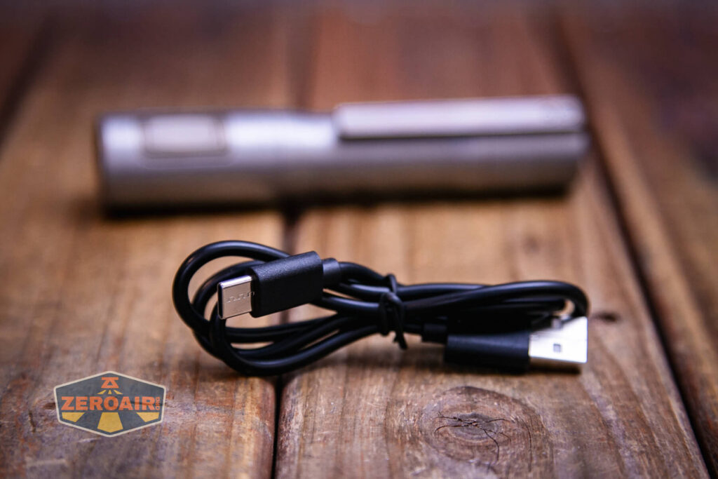 Exceed Designs Rampant R8 flashlight included charging cable