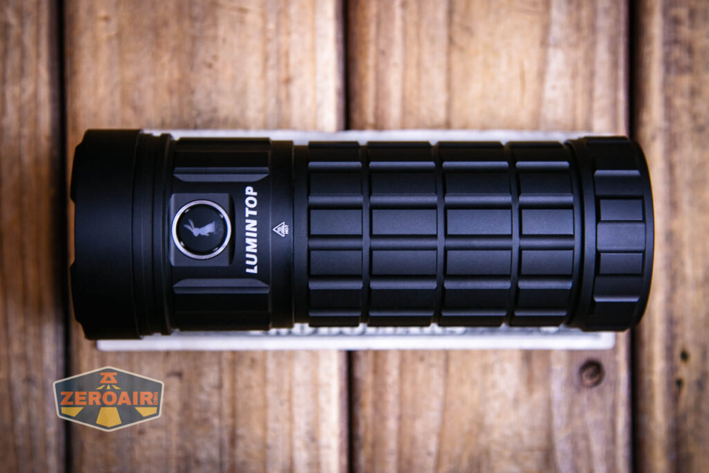 Lumintop GT18 flashlight on a two dollar bill