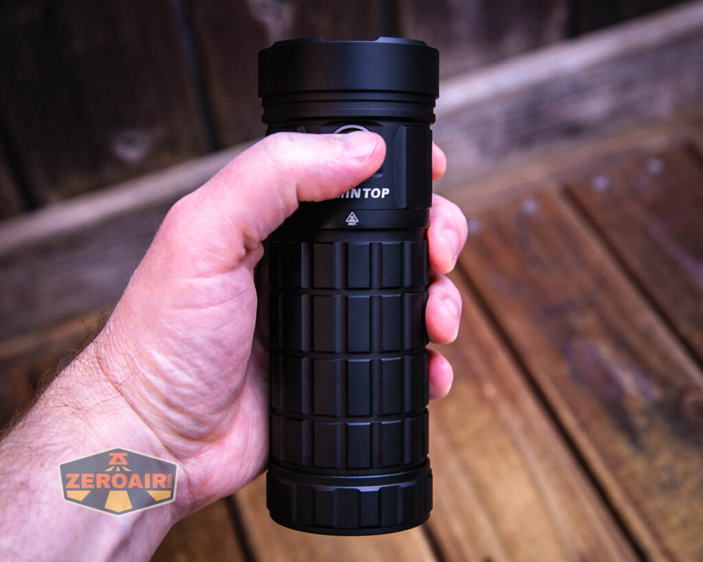 Lumintop GT18 flashlight in hand