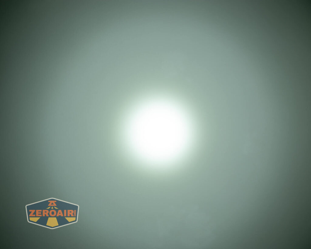 Lumintop GT18 flashlight beamshots on ceiling