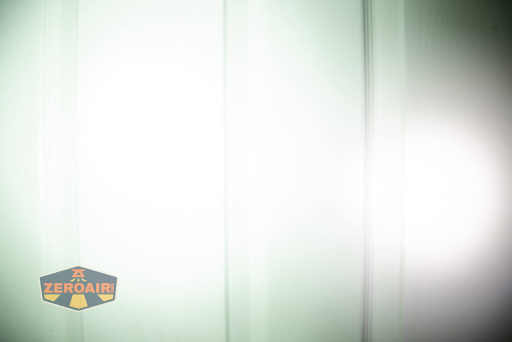 Lumintop GT18 flashlight beamshots on door (at 1') compared to nichia 219b 4500K