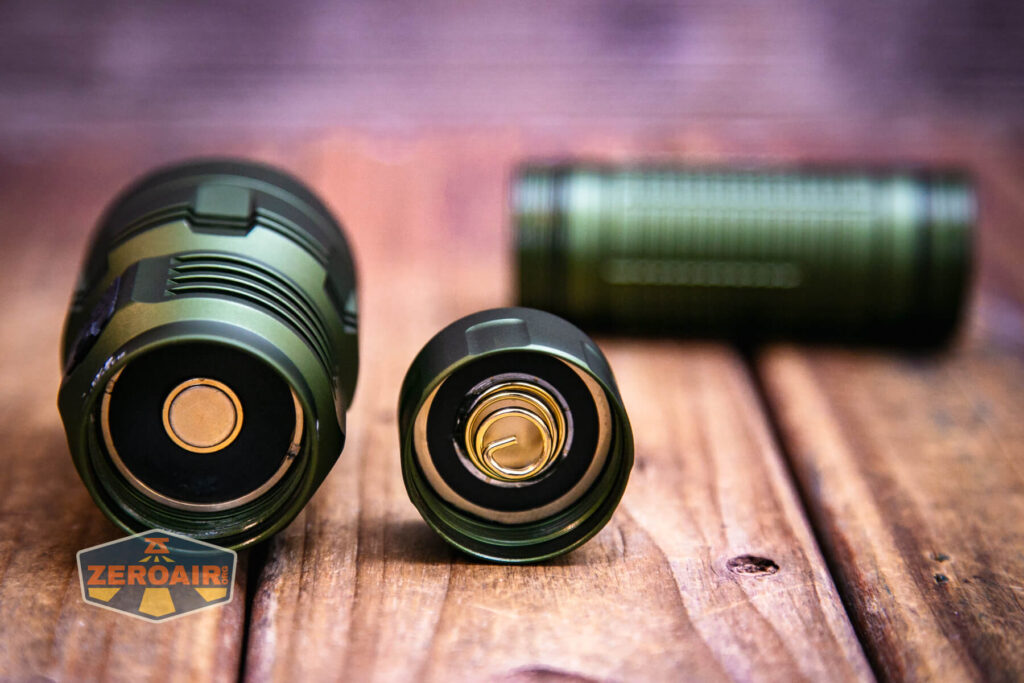 Lumintop W2 LED flashlight showing contacts