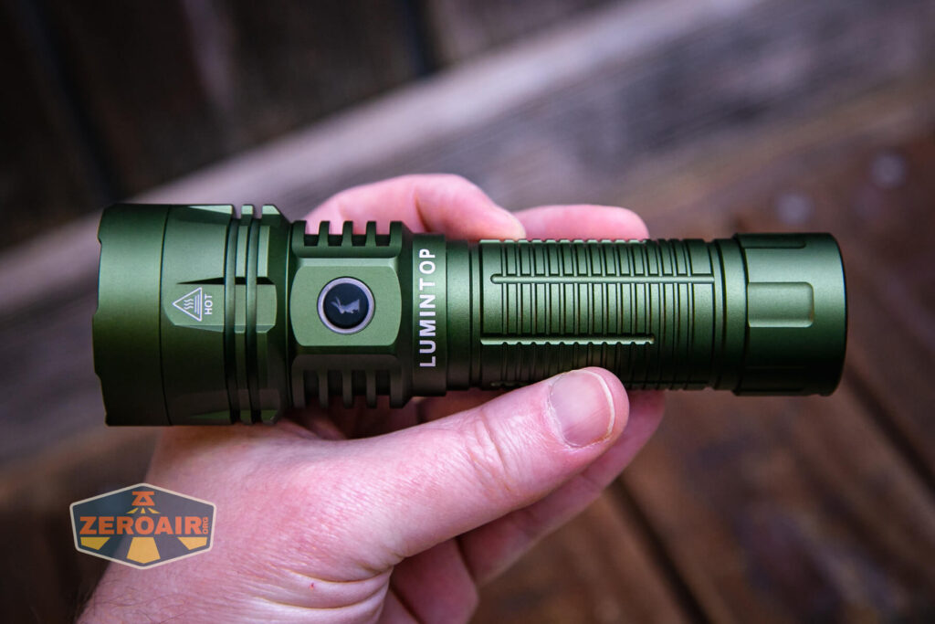 Lumintop W2 LED flashlight in hand