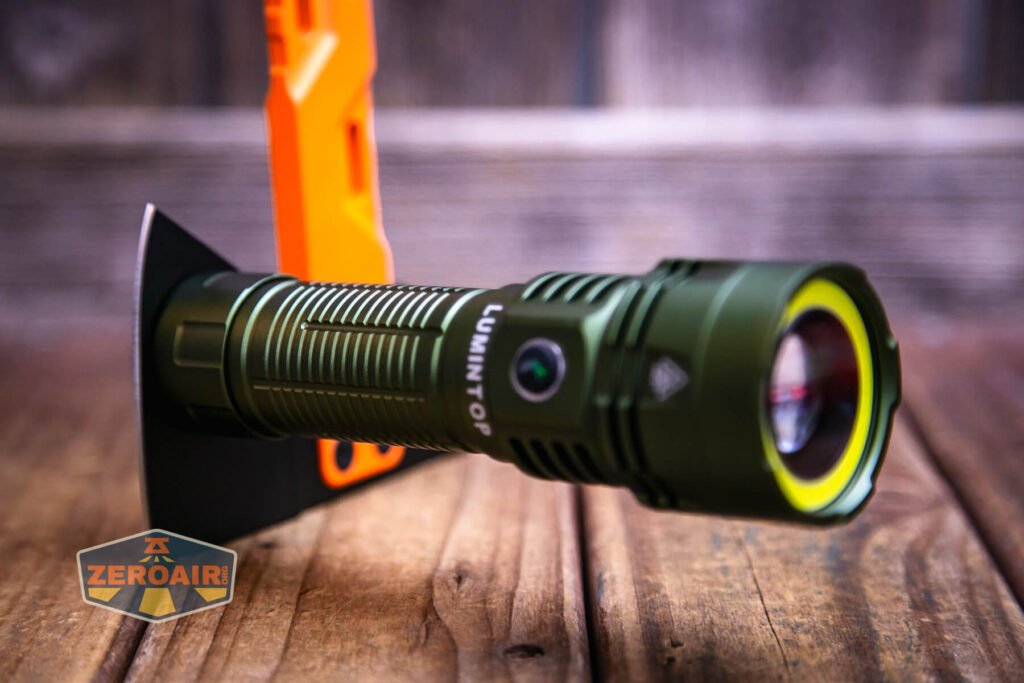 Lumintop W2 LED flashlight magnet in use