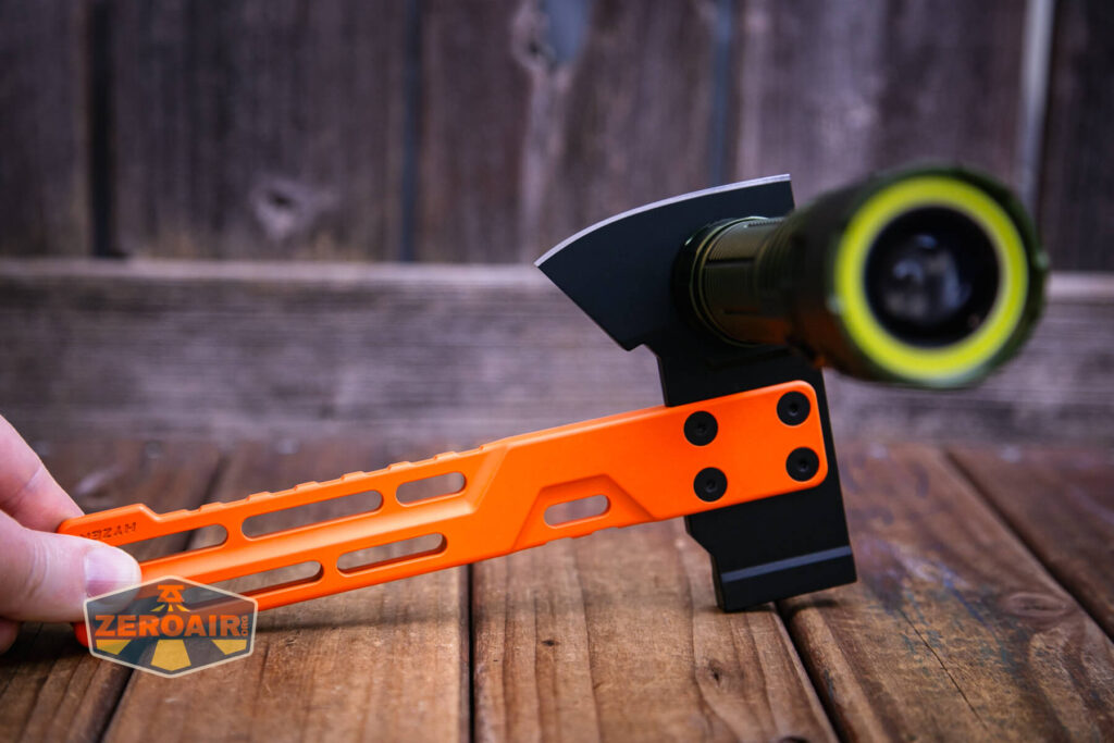 Lumintop W2 LED flashlight magnet in use