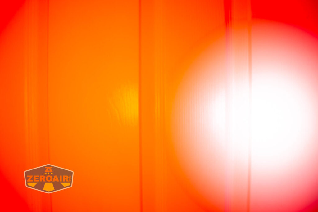 Lumintop W2 LED flashlight beamshots on door (at 1') compared to nichia 219b 4500K