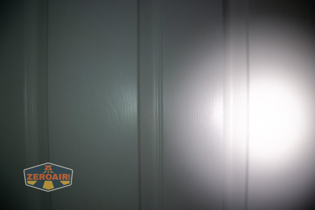 Lumintop W2 LED flashlight beamshots on door (at 1') compared to nichia 219b 4500K