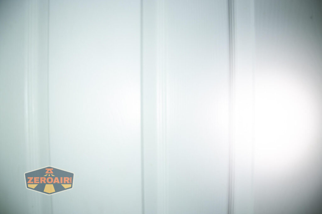 Lumintop W2 LED flashlight beamshots on door (at 1') compared to nichia 219b 4500K