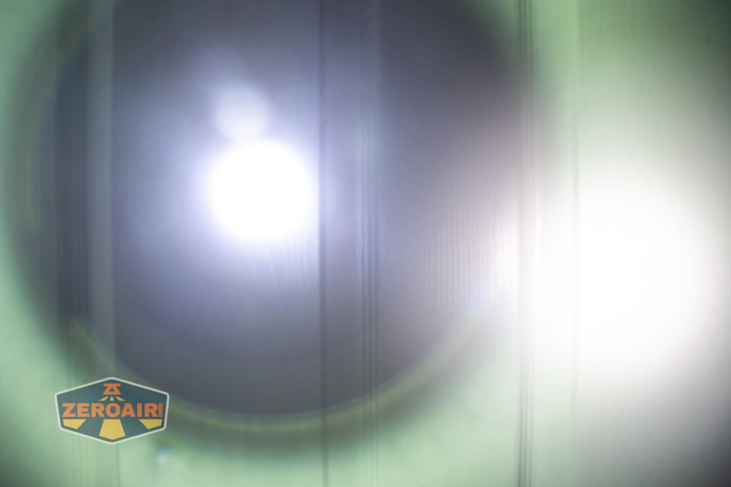 Lumintop W2 LED flashlight beamshots on door (at 1') compared to nichia 219b 4500K