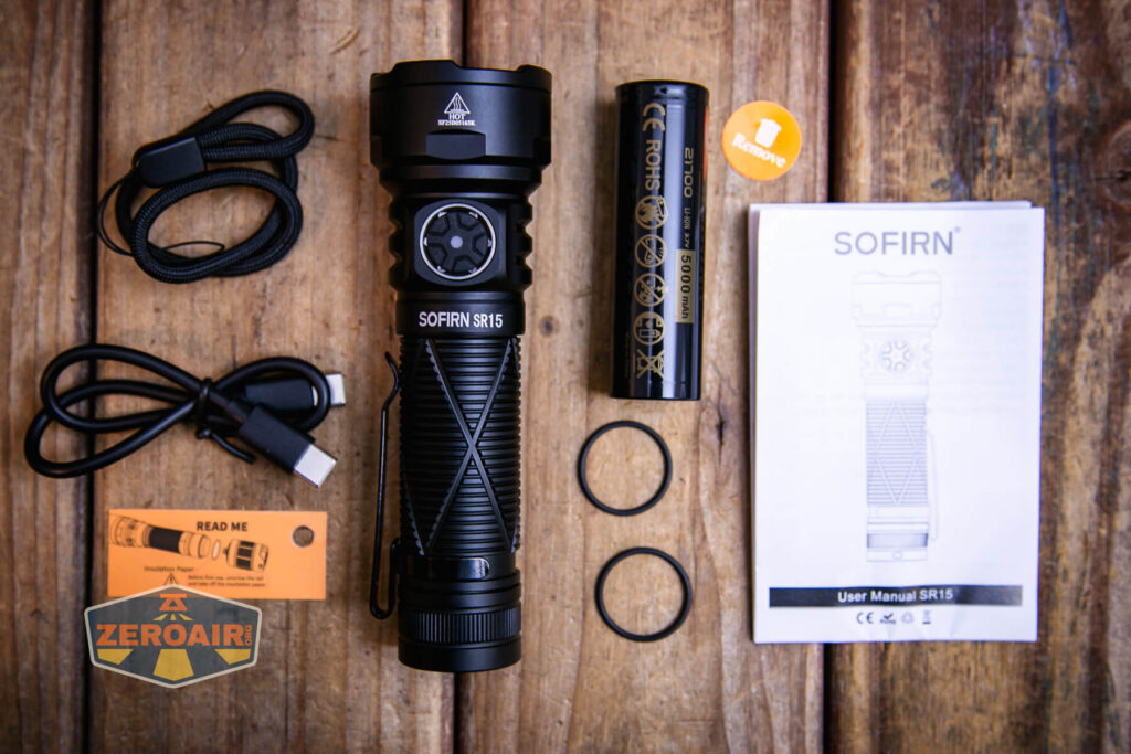 Sofirn SR15 rechargeable flashlight what's included