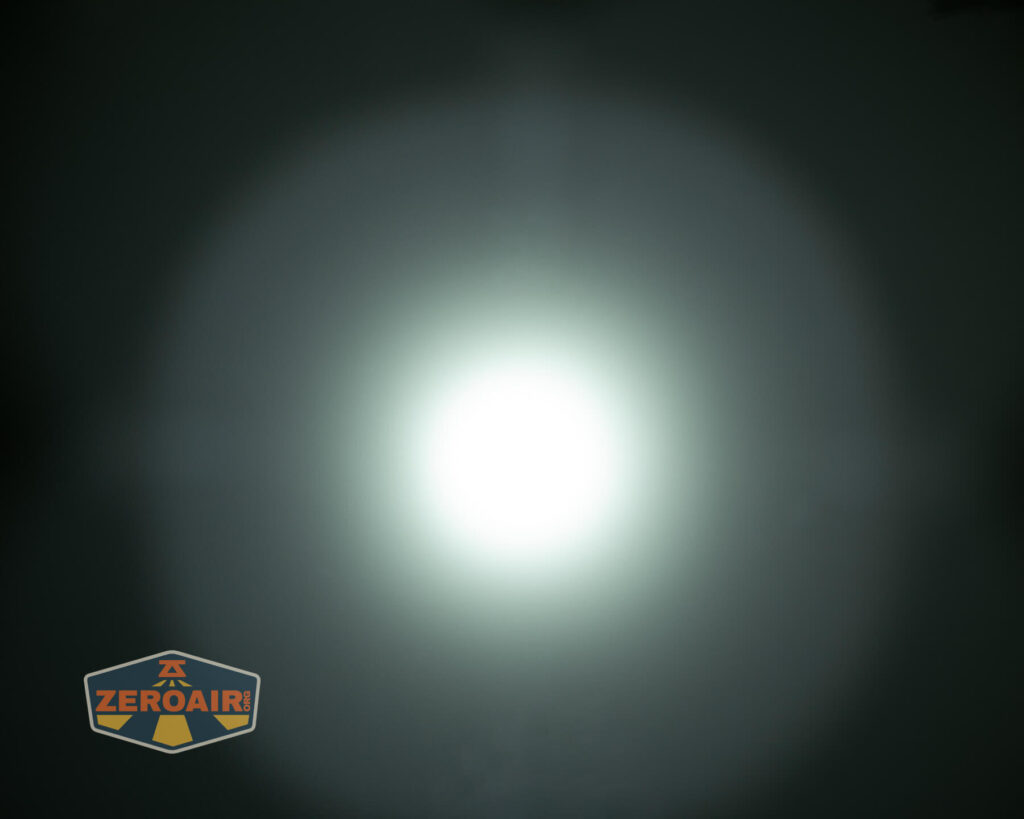 Sofirn SR15 rechargeable flashlight beamshots on ceiling