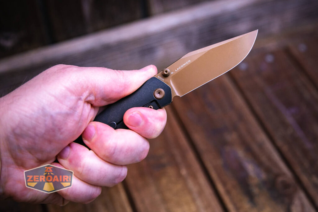 Vosteed Vallhund knife open in hand