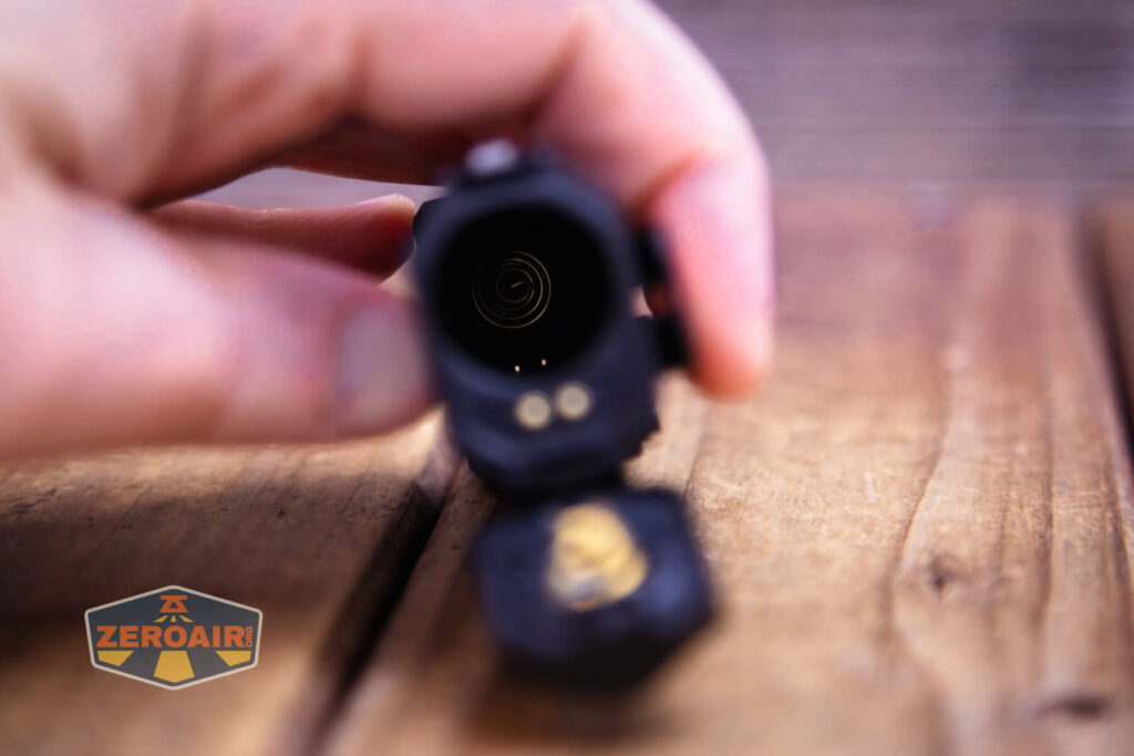 Wuben X4 flashlight inside cell tube spring