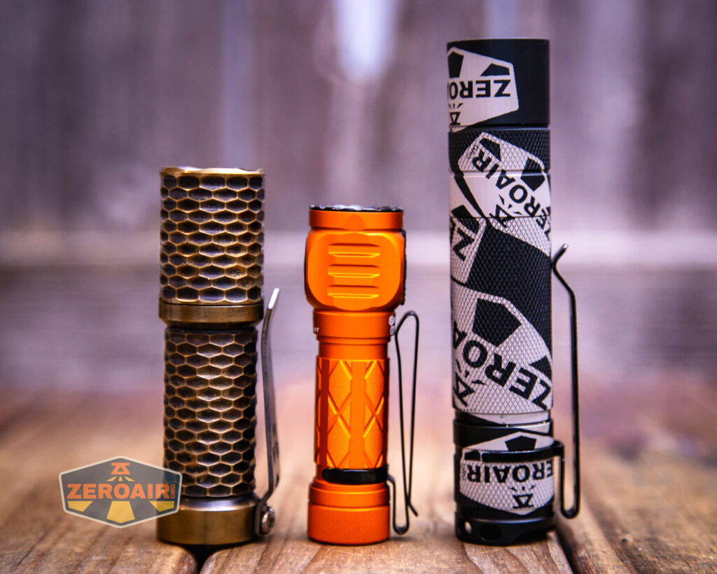 Skilhunt EC150 Nichia 519a flashlight with standard sized flashlights