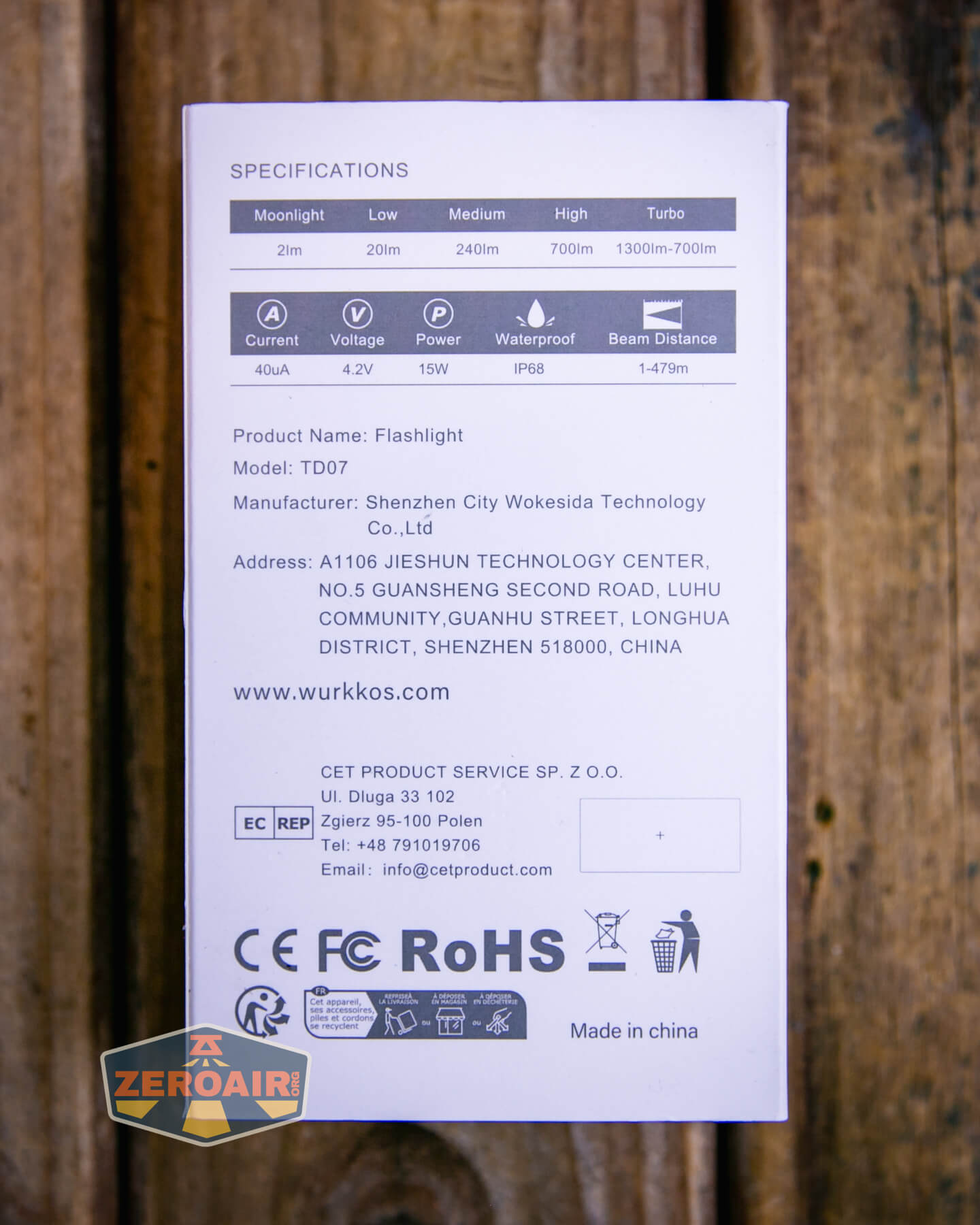 Wurkkos TD07 tactical flashlight box