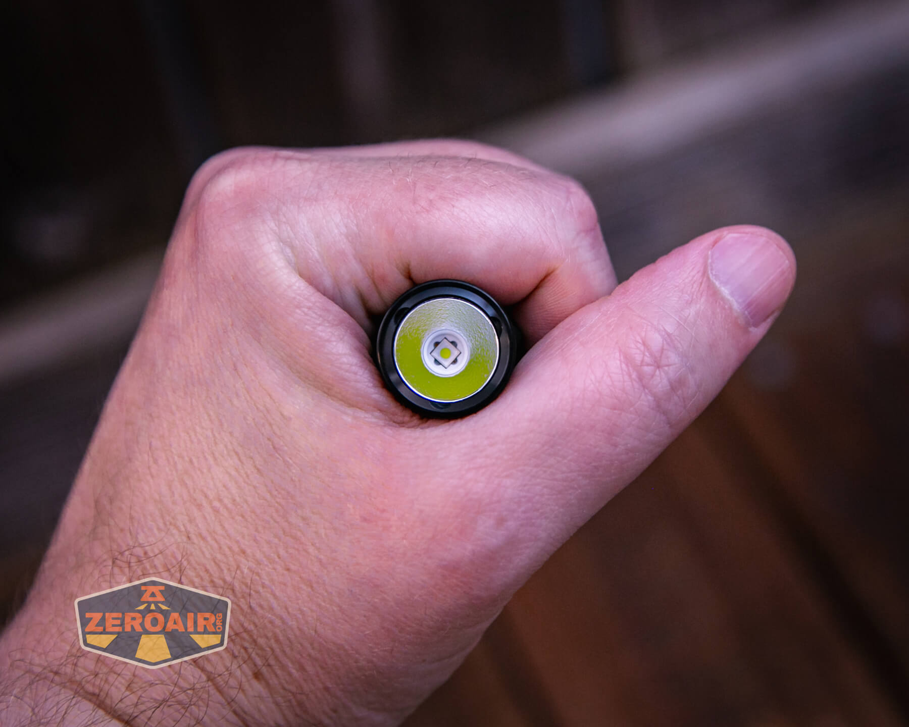 Skilhunt M150v4 Luminus SFT25R flashlight in hand