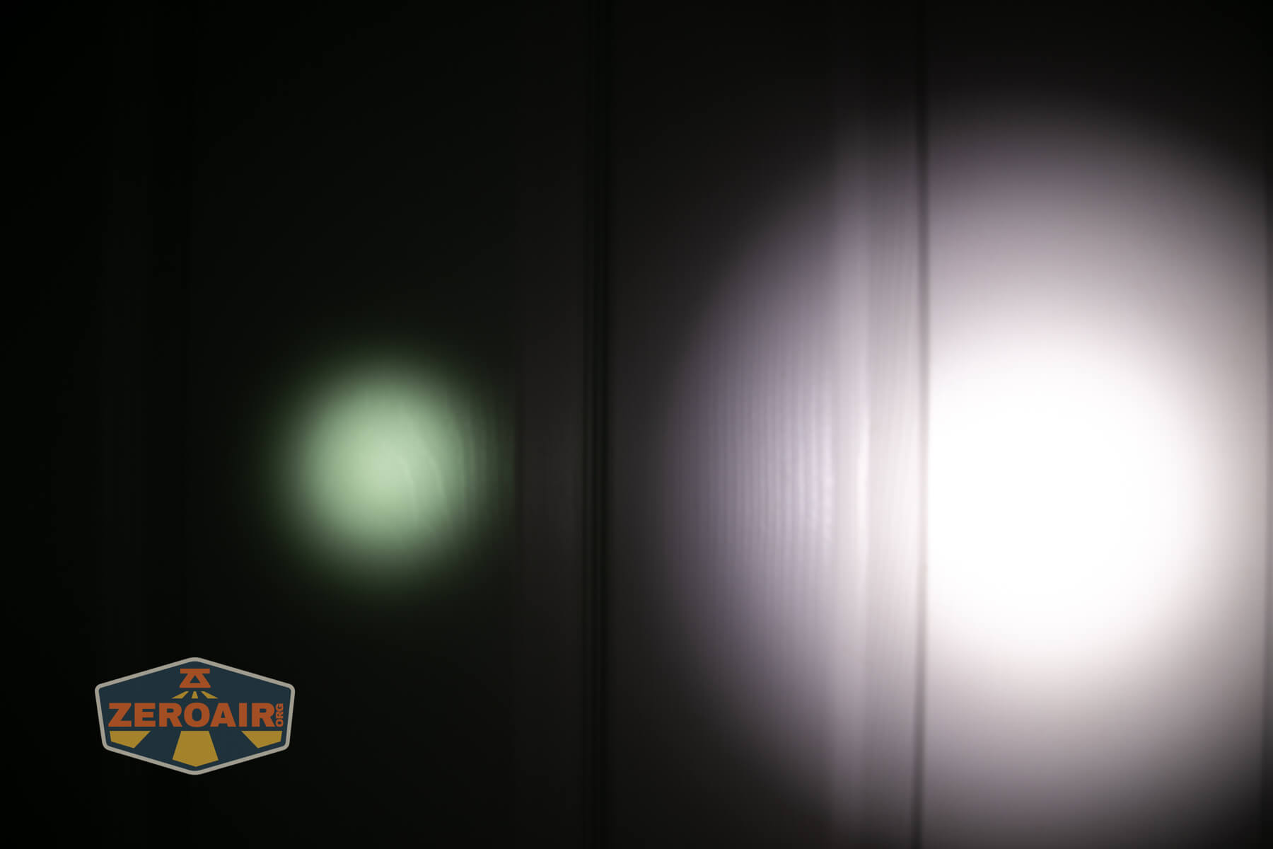 Skilhunt M150v4 Luminus SFT25R flashlight beamshots on door (at 1') compared to nichia 219b 4500K
