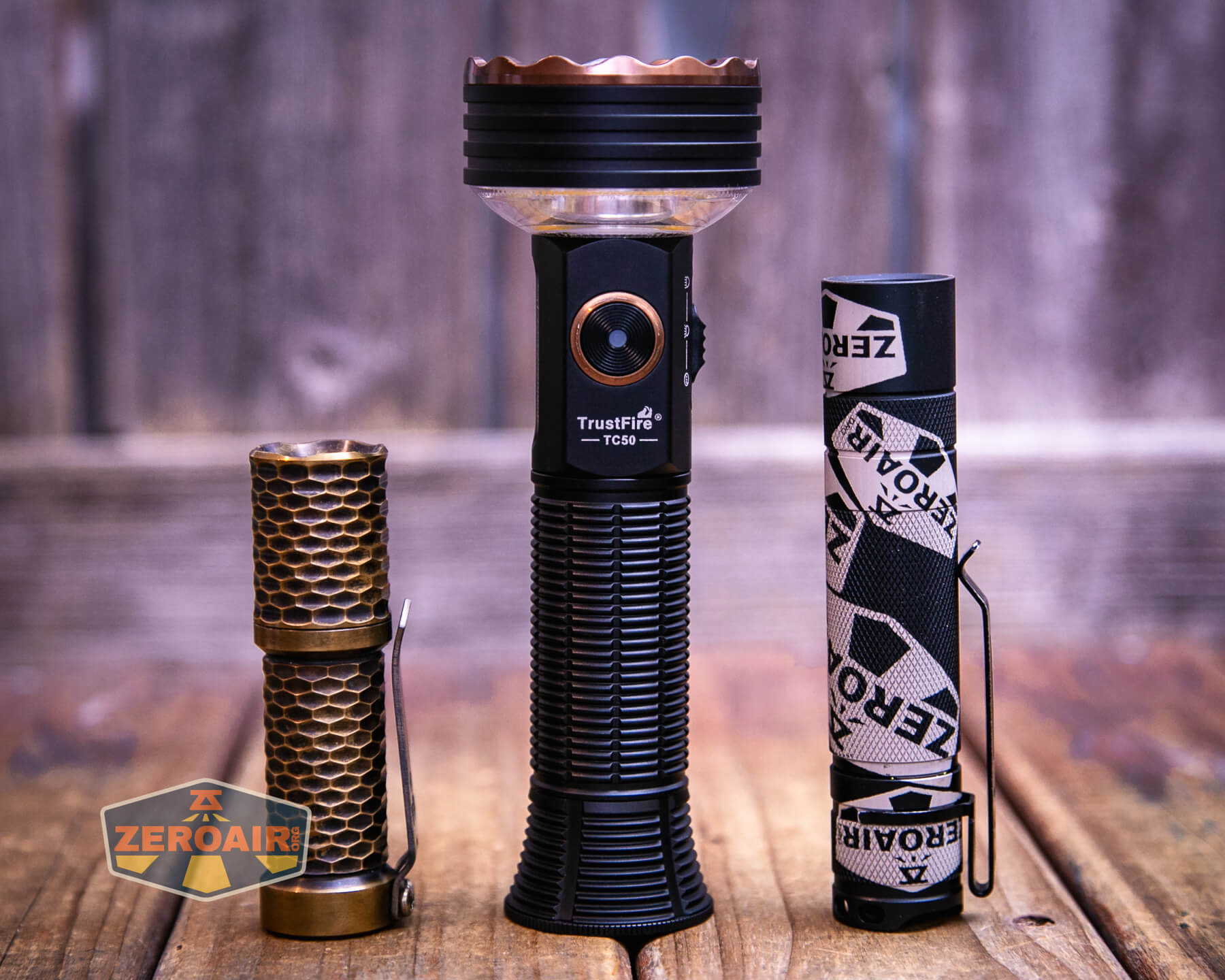 Trustfire TC50 camping flashlight with standard-sized lights