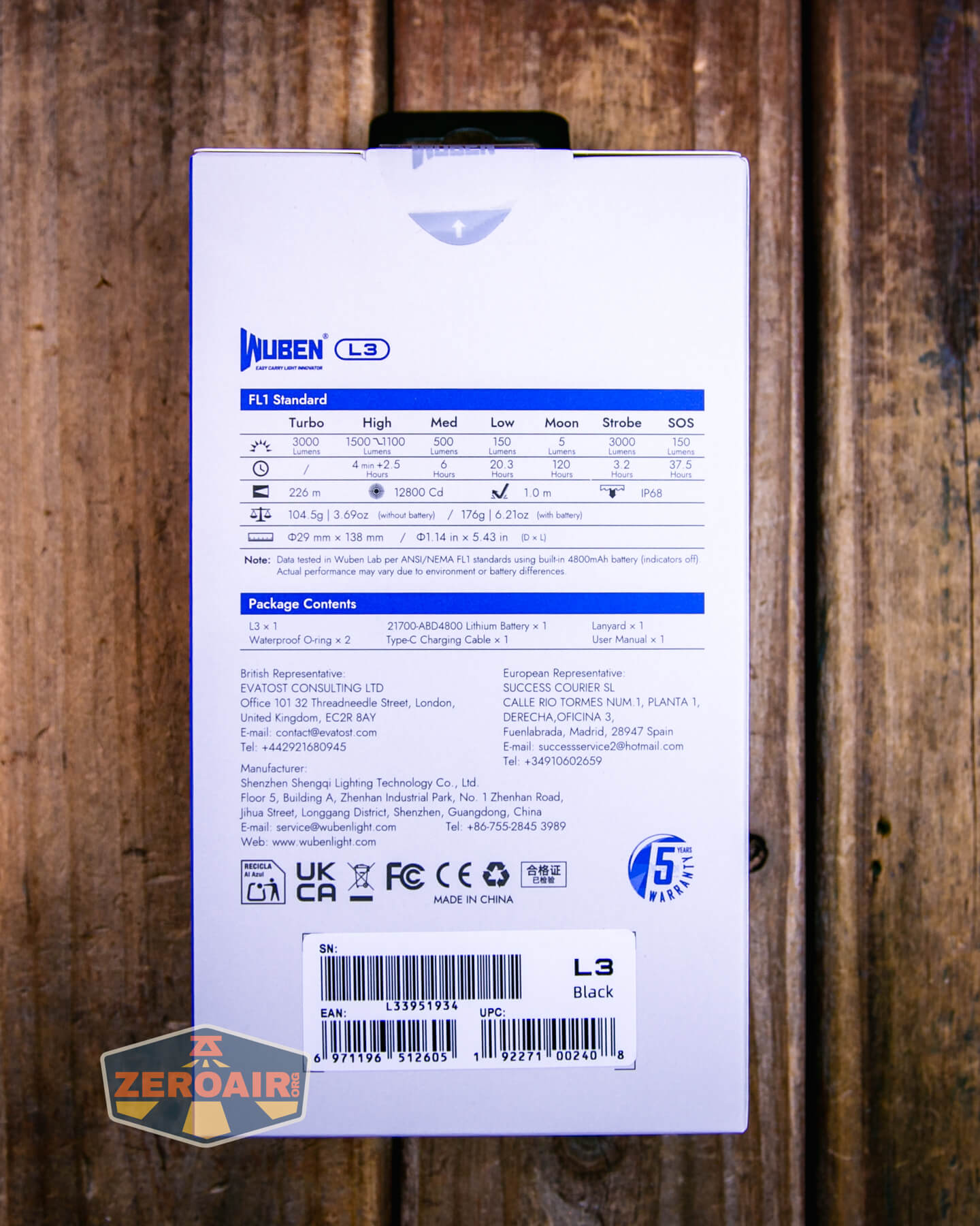 Wuben L3 flashlight box