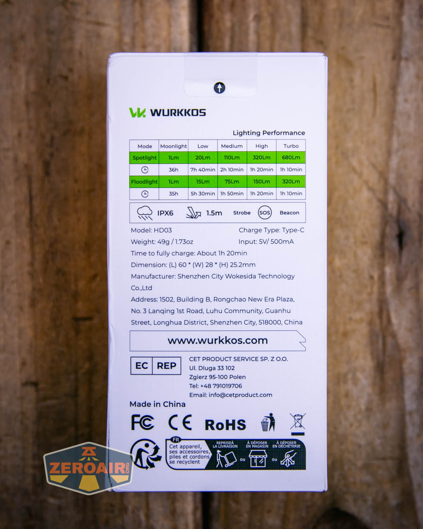 Wurkkos HD03 clip flashlight box