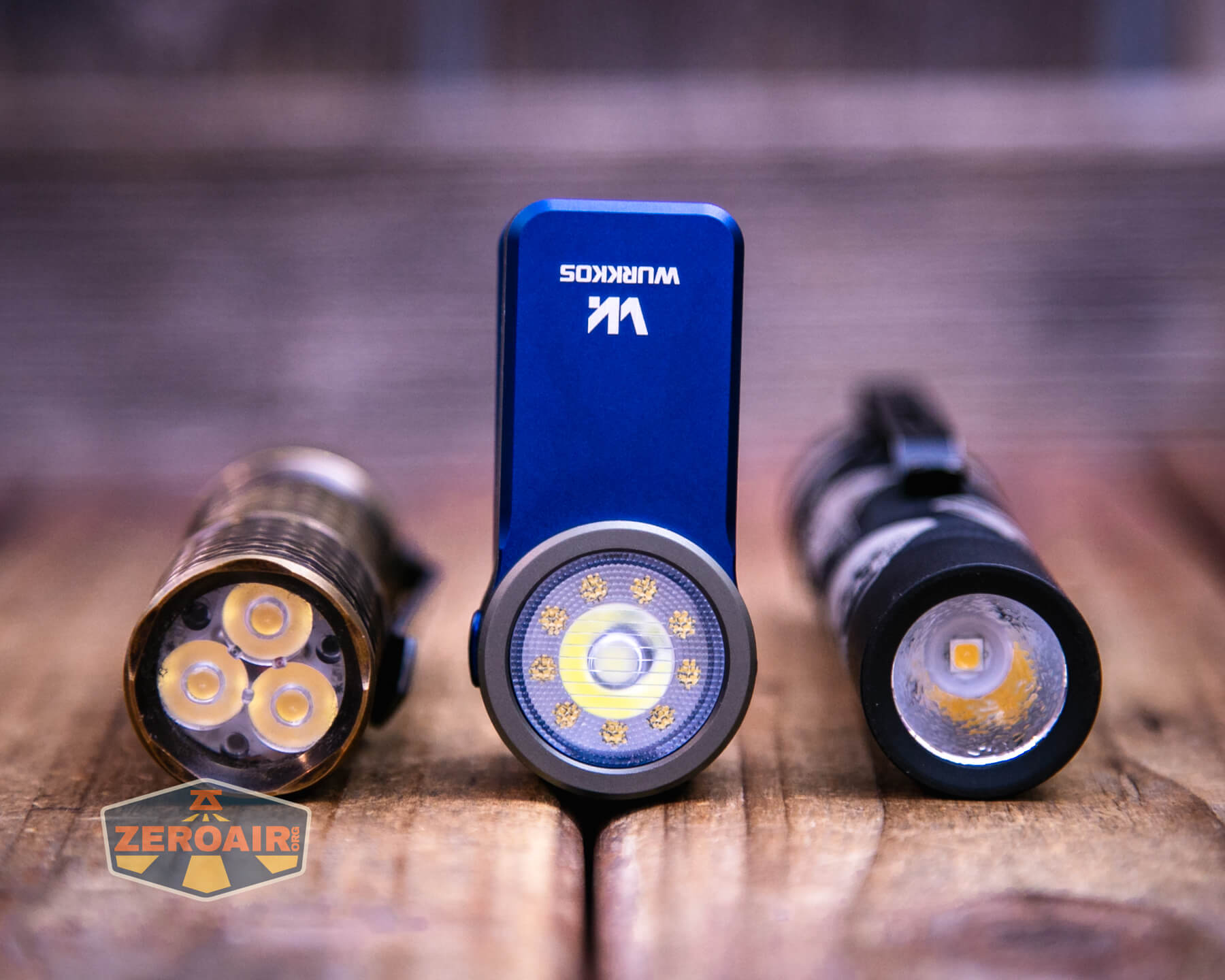 Wurkkos HD03 clip flashlight with two standard sized flashlights