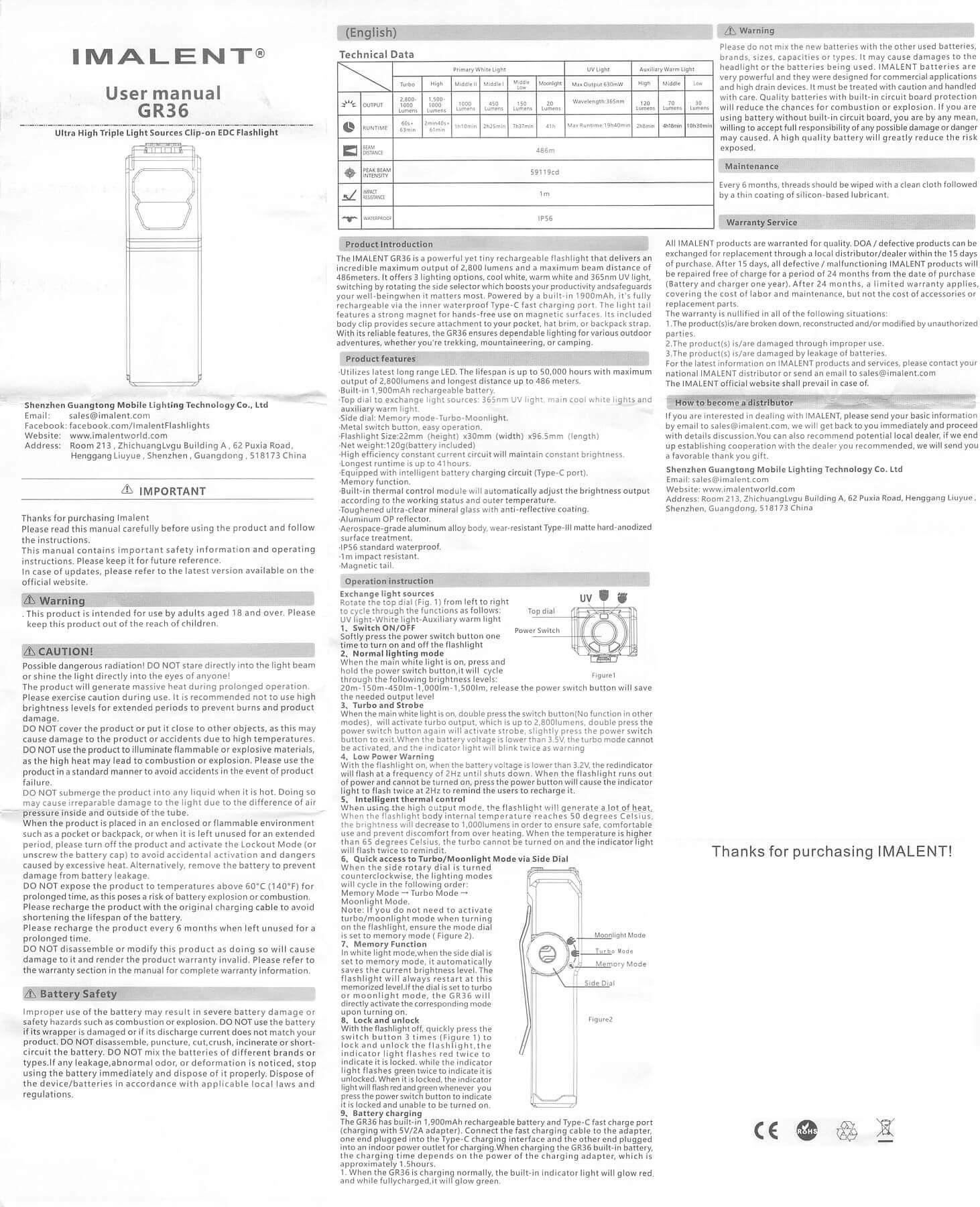 Imalent GR36 flashlight manual