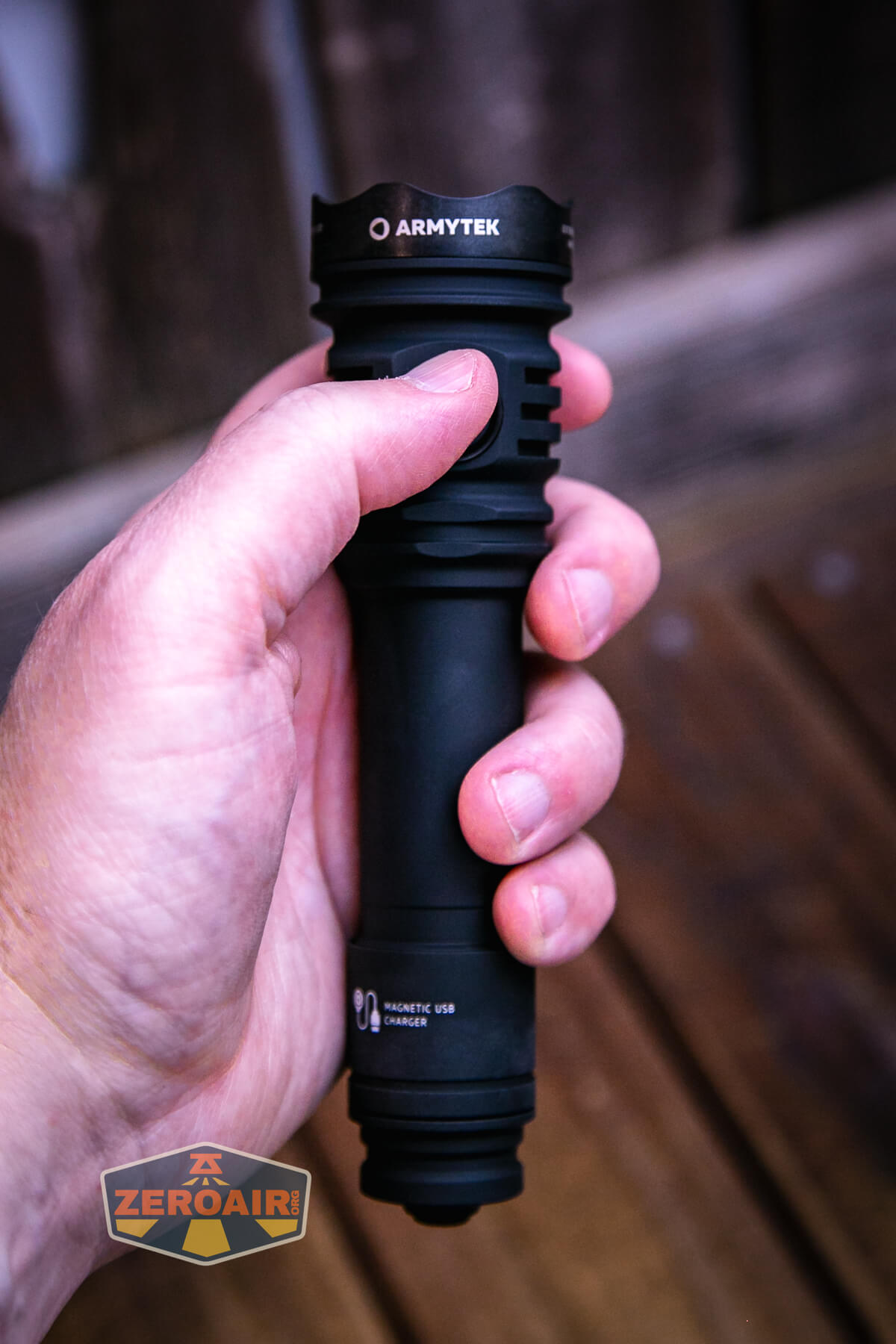 Armytek Predator Pro Max flashlight in hand