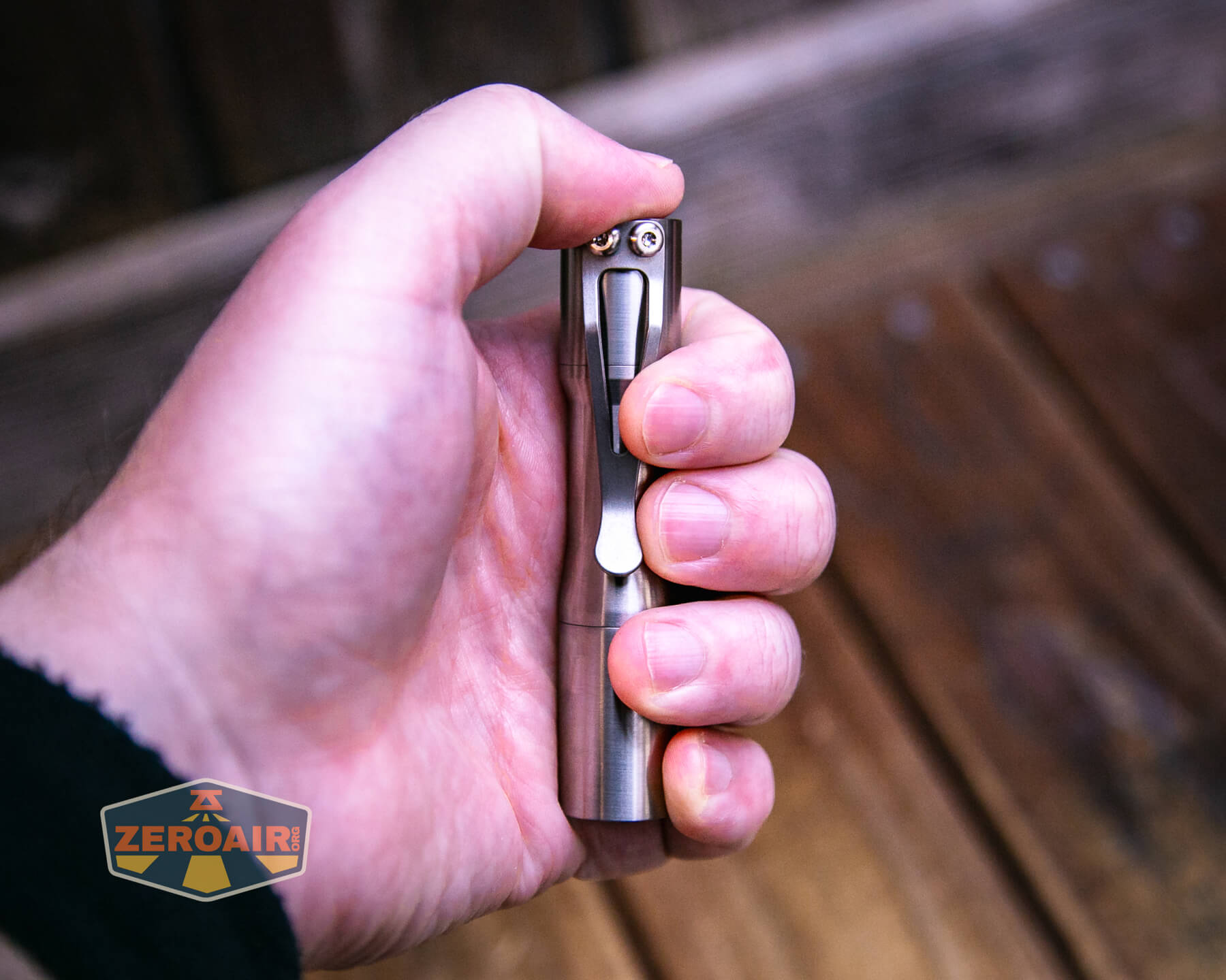 CWF Mini Arc flashlight in hand