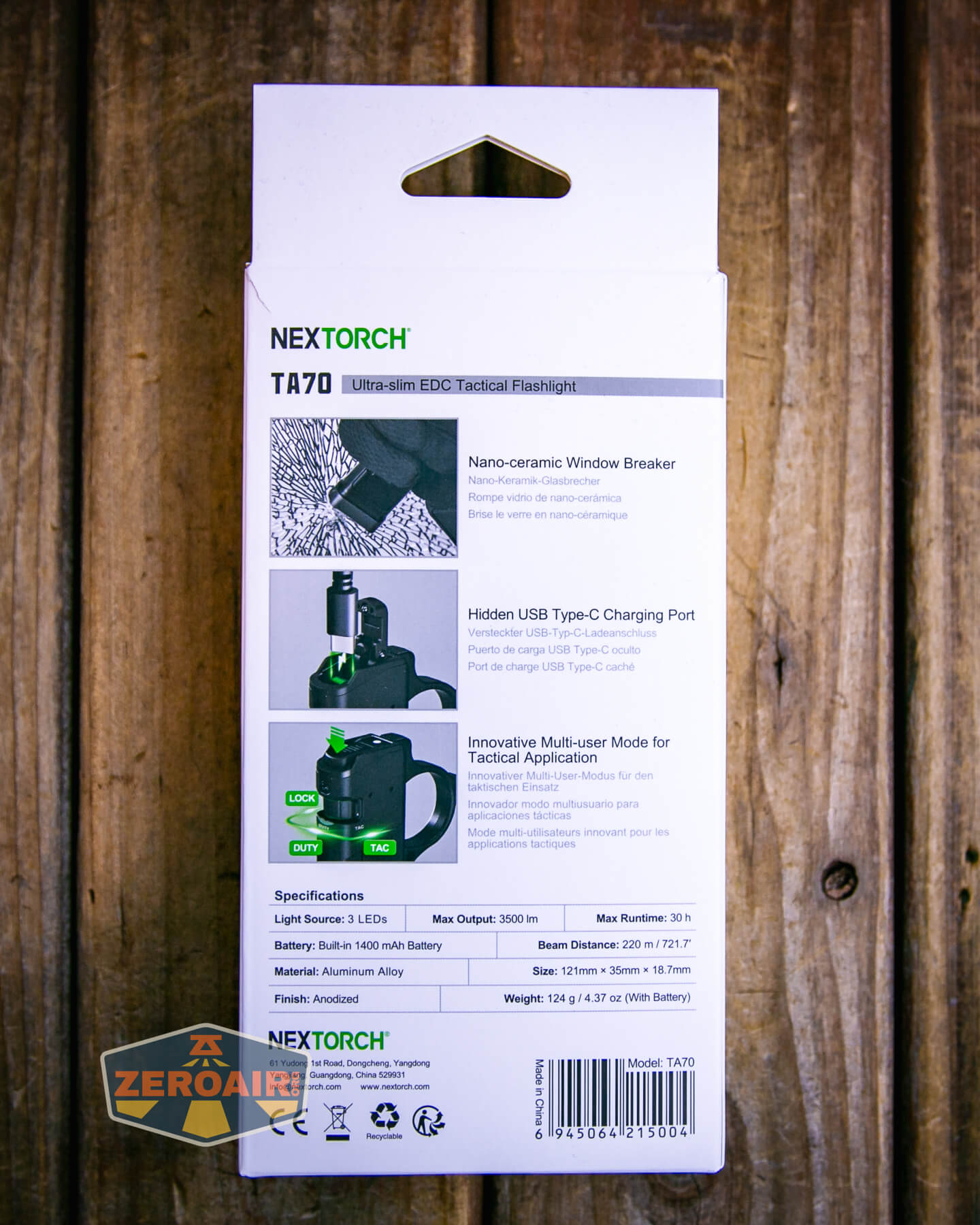 NEXTORCH TA70 Ultra-Slim Tactical EDC flashlight box