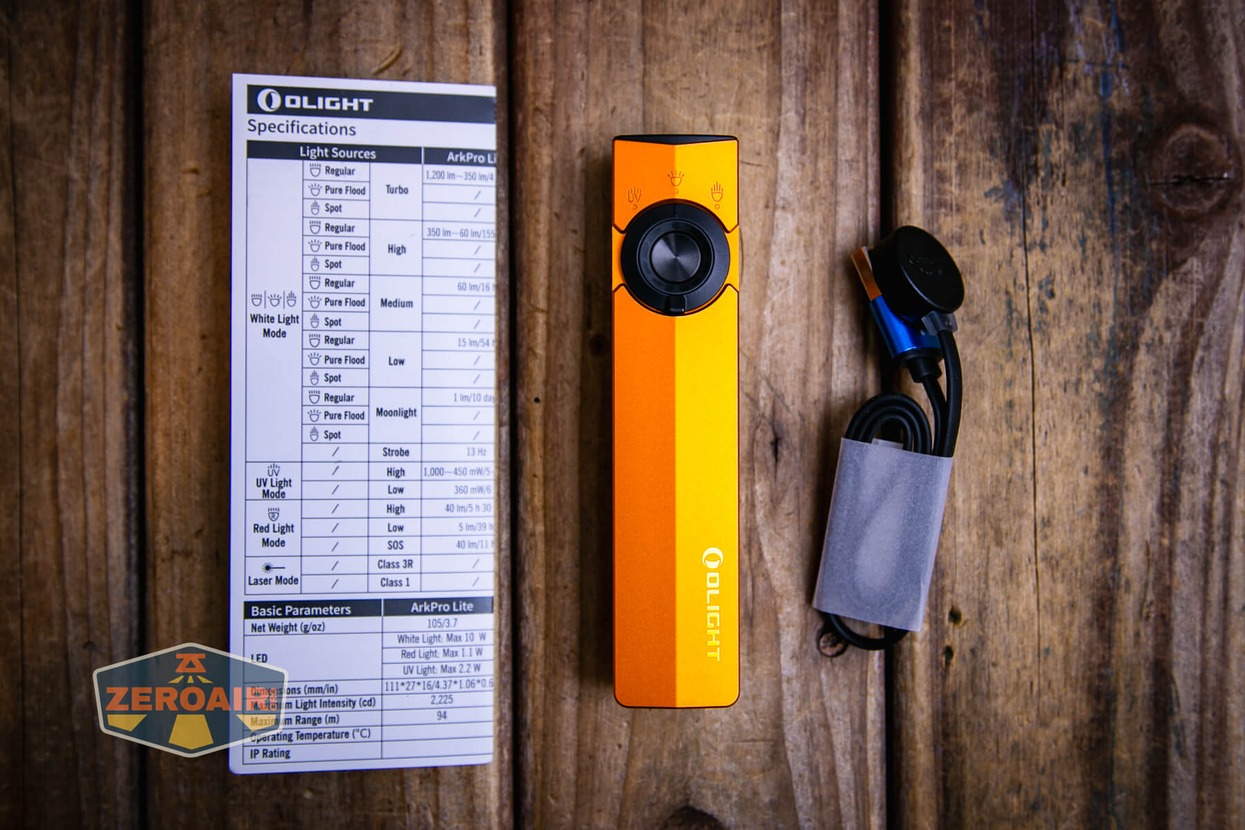 Olight ArkPro Orange flashlight what's included