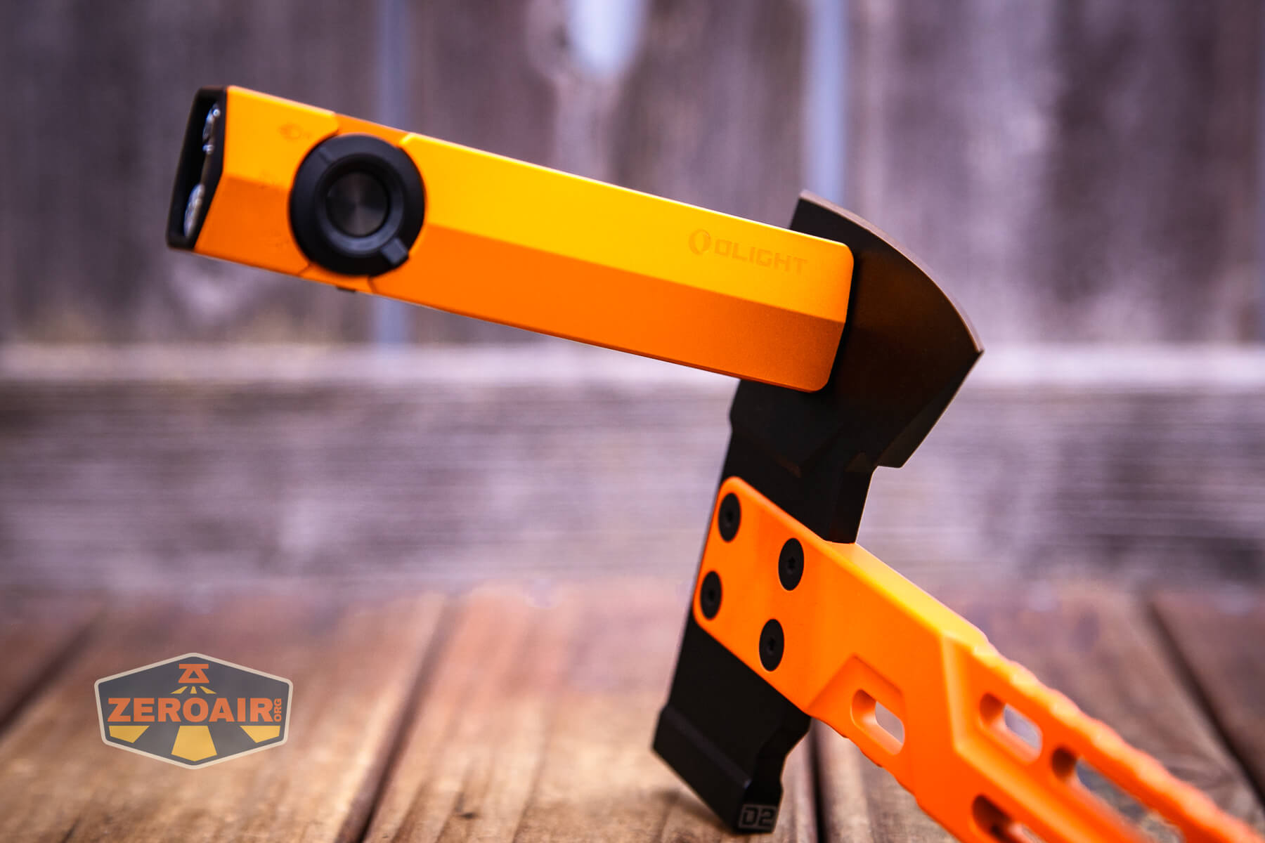 Olight ArkPro Orange flashlight tail magnet in use