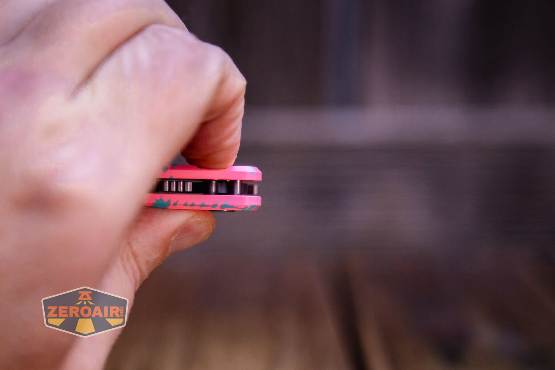 Oknife U1 Ultra Zombie Pink utility knife unlocked by depressing button