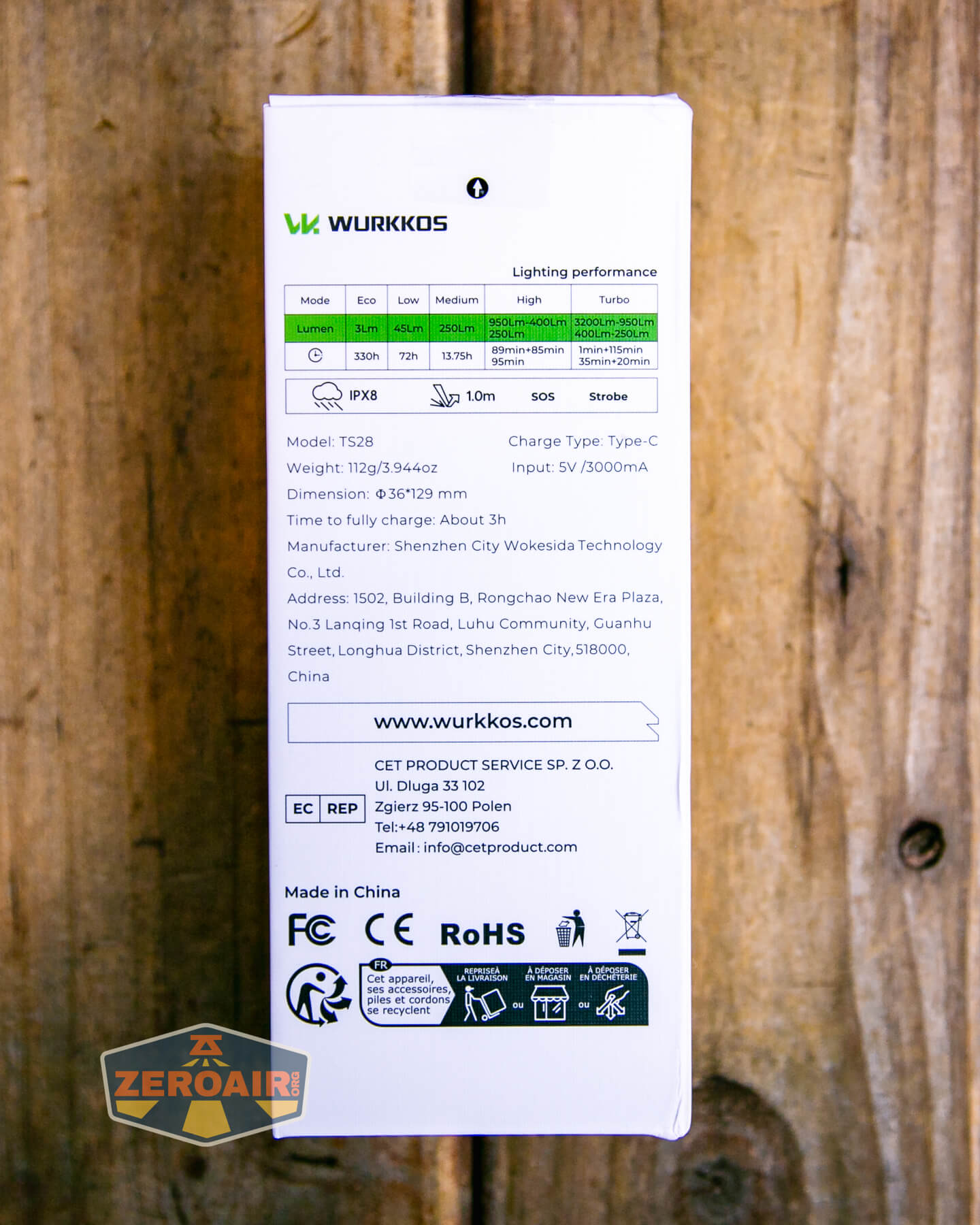 Wurkkos TS28 flashlight box