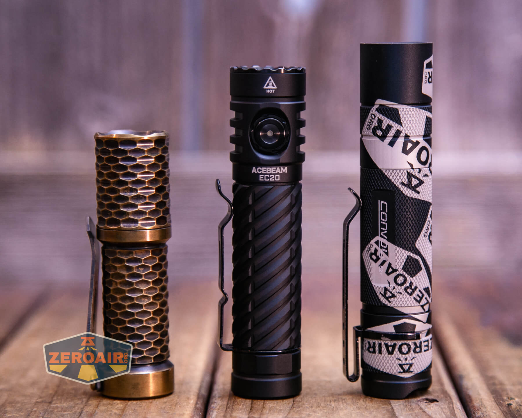 Acebeam EC20 multi-light source edc flashlight with two standard sized flashlights