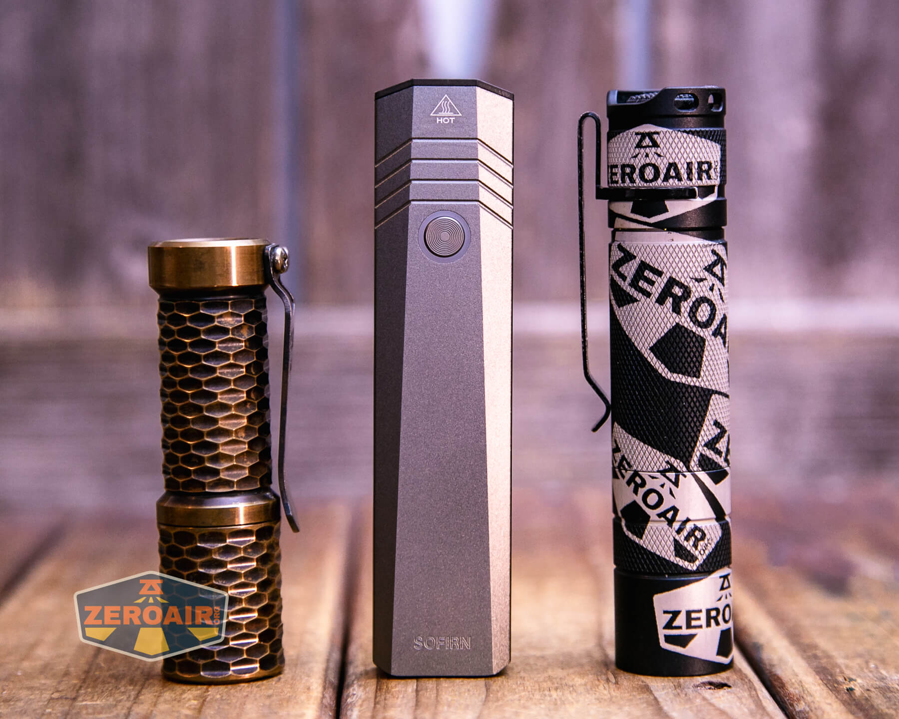 SOFIRN ST1 rechargeable flat EDC flashlight with two standard sized flashlights