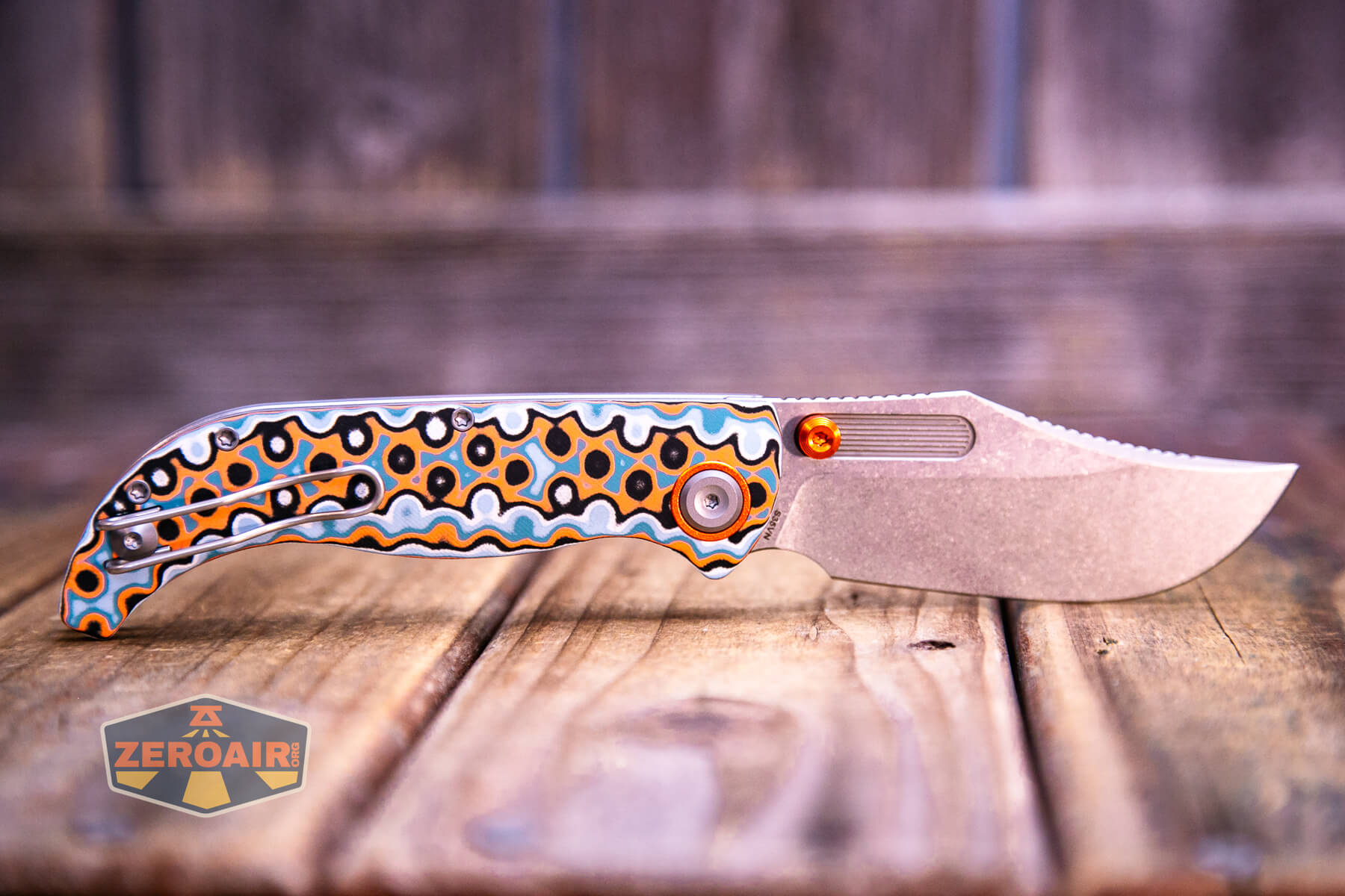 Vosteed Naga S35VN knife fully open clip-side view