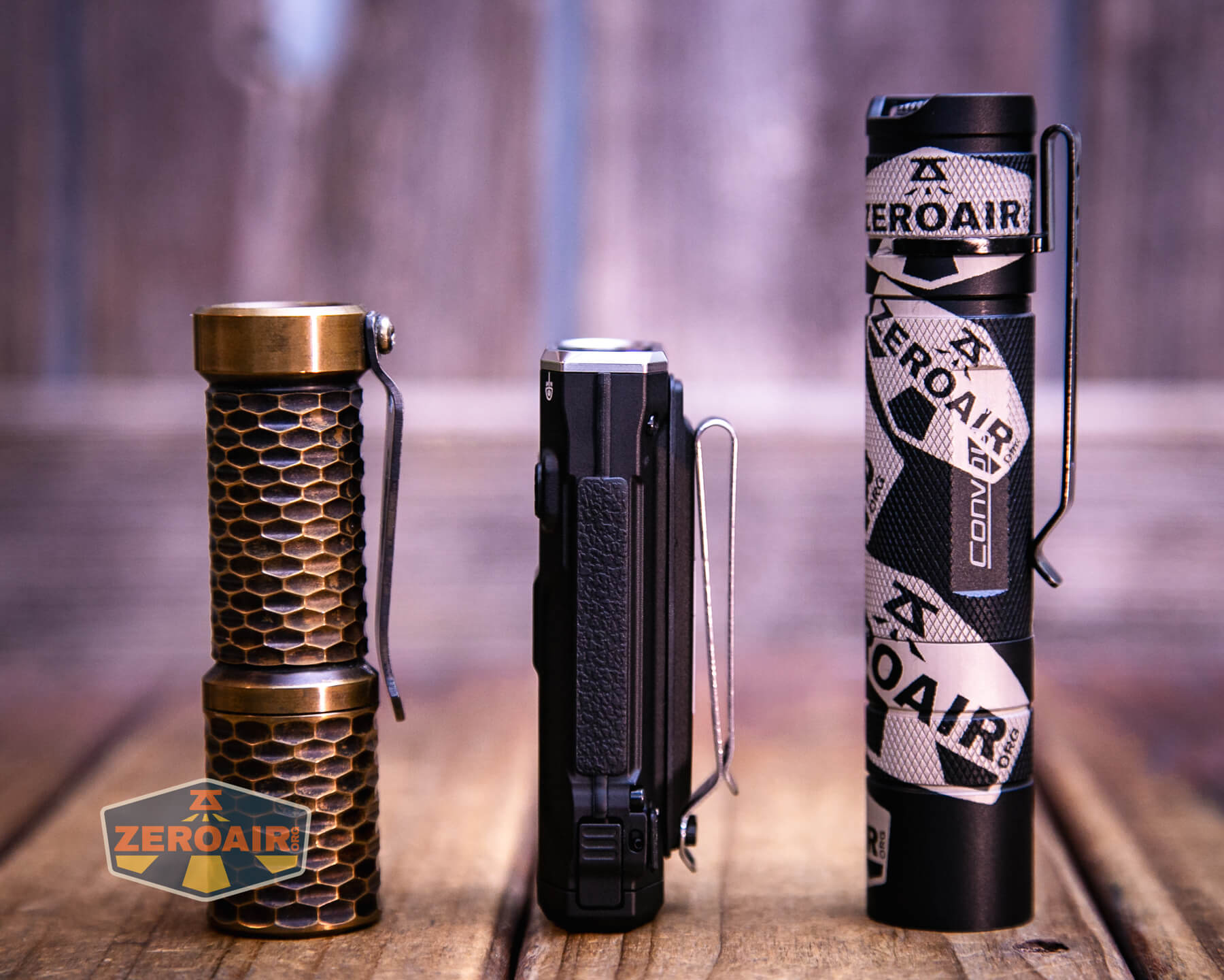 RovyVon E10 Pro flashlight with two standard-sized flashlights