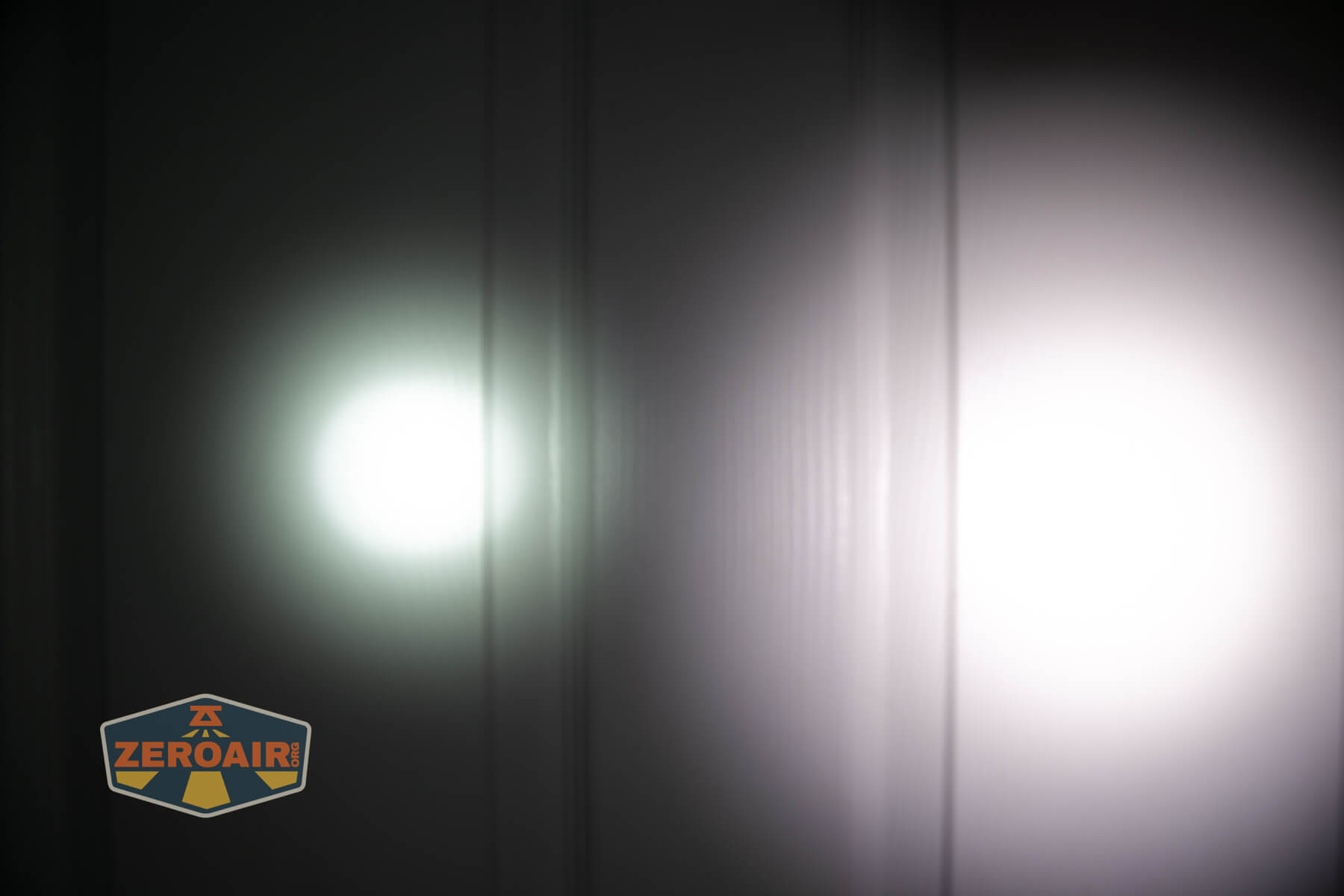 RovyVon E10 Pro flashlight beamshots on door compared to nichia 219b