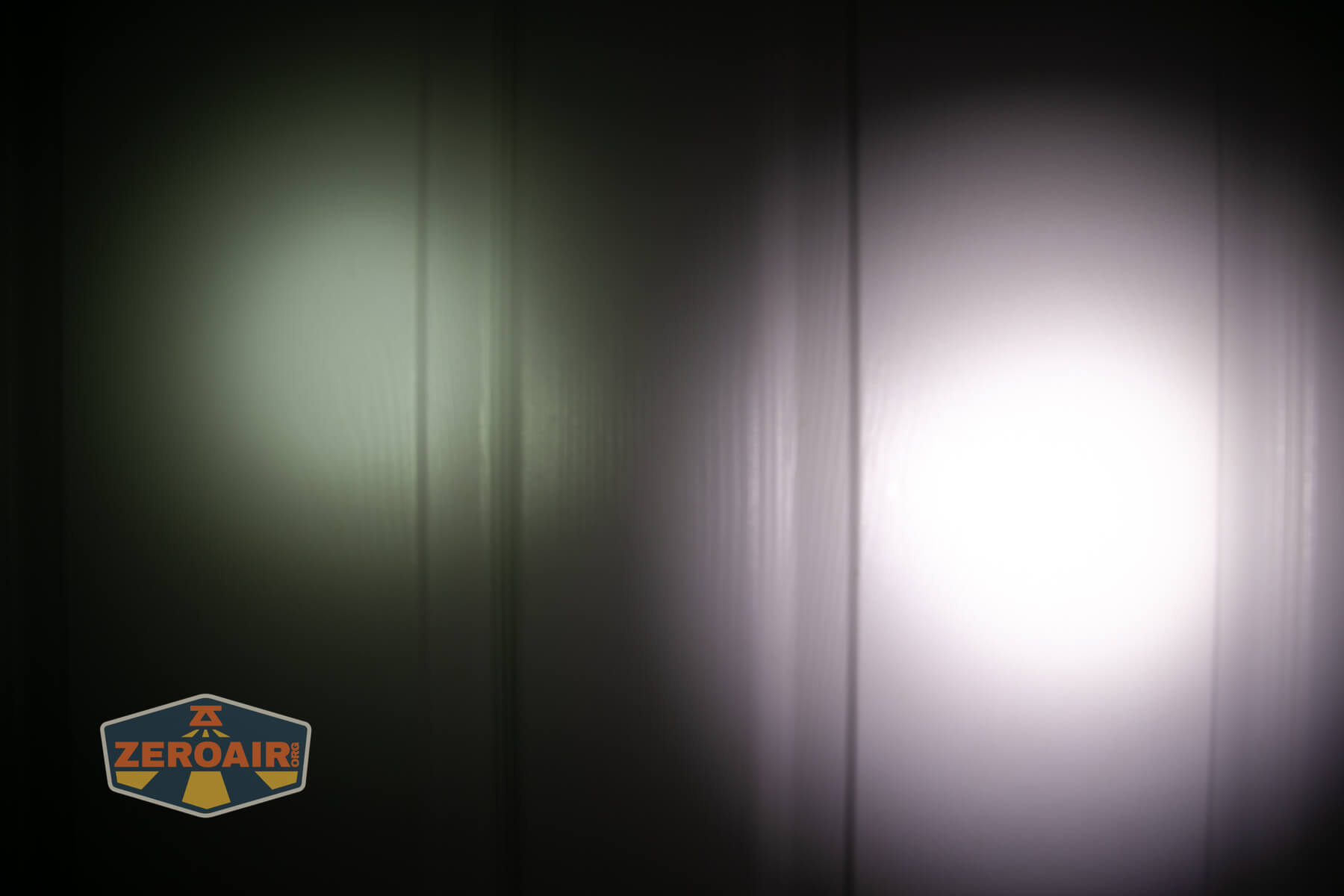 Trustfire Mini X3 Pro EDC multi-function flashlight beamshots on door (at 1') compared to nichia 219b 4500K