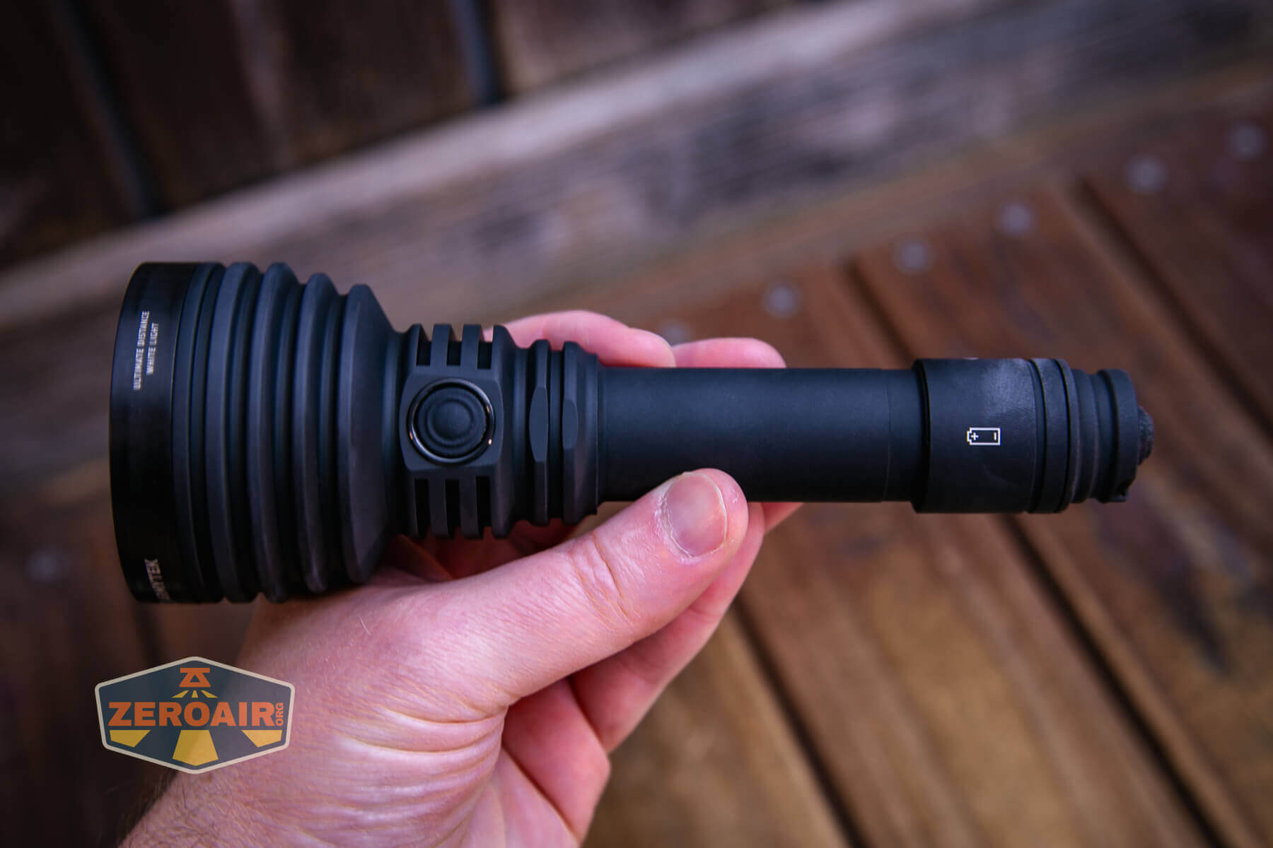 Armytek Barracuda Pro Max searchlight in hand