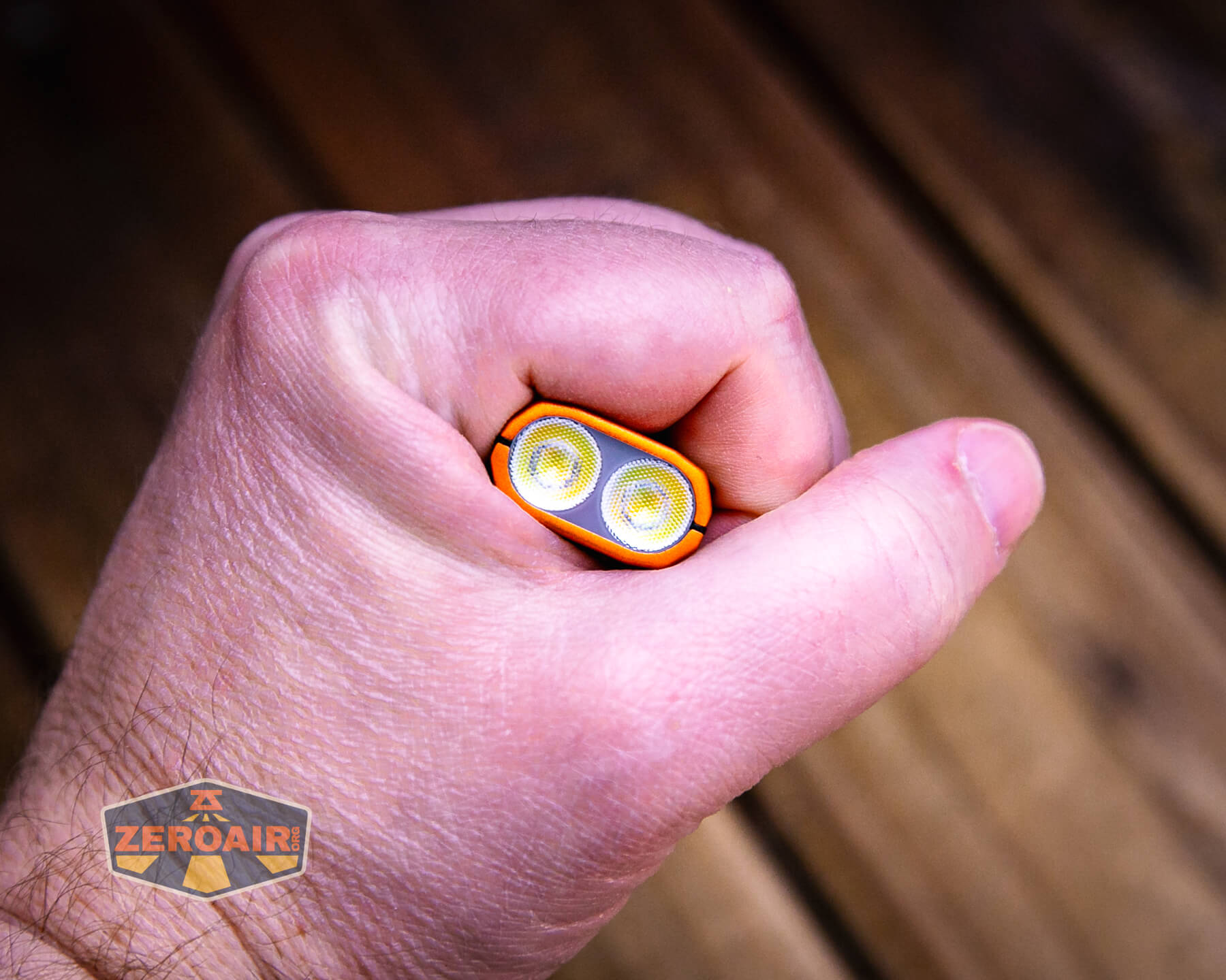 Nitecore TIP3 keychain flashlight in hand