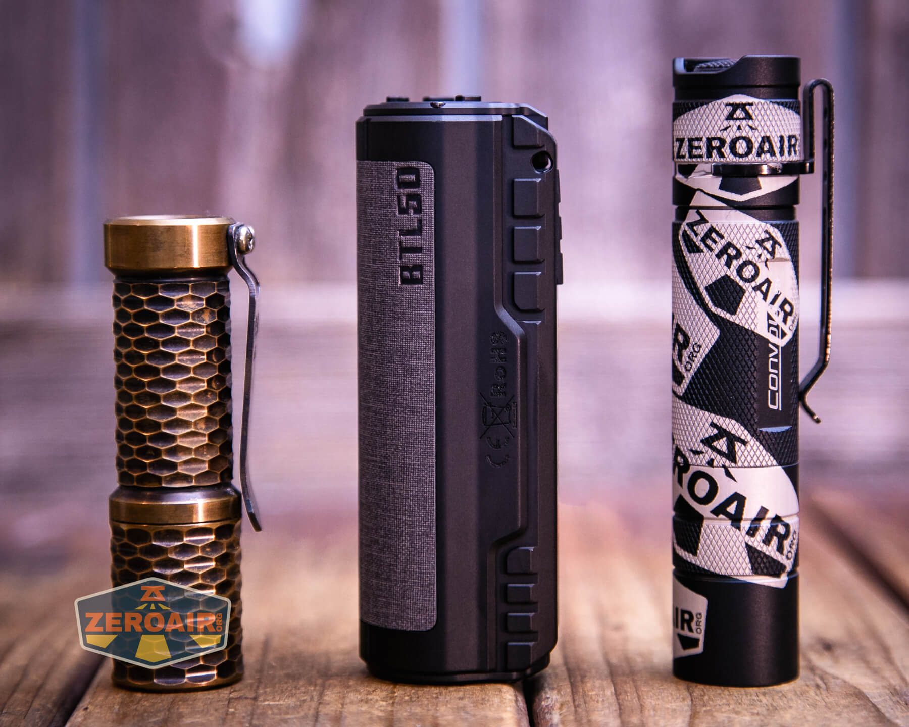 Imalent BTL50 Grey LEP flashlight with two standard sized flashlights