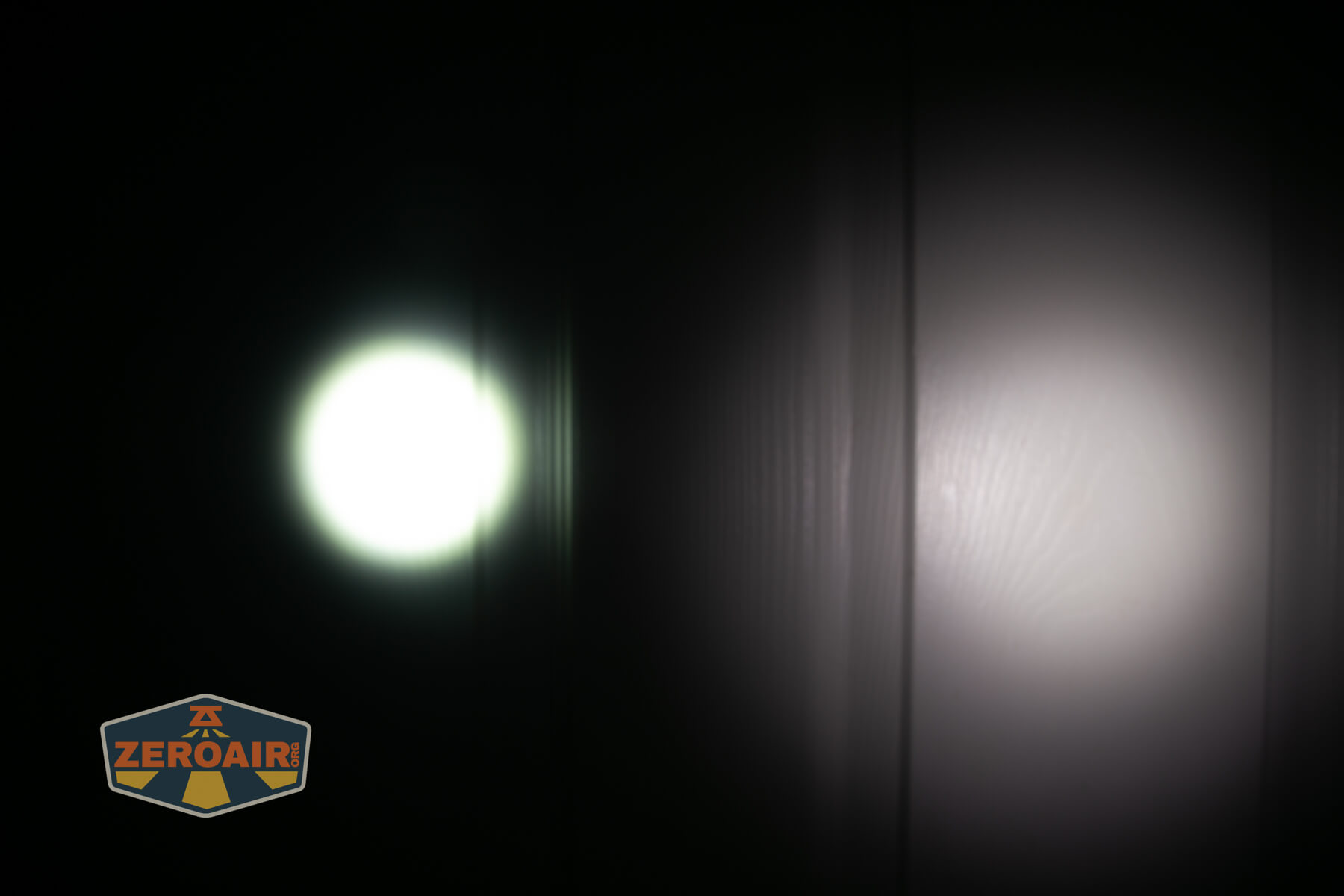Imalent BTL50 Grey LEP flashlight beamshots on door (at 1') compared to nichia 219b 4500K